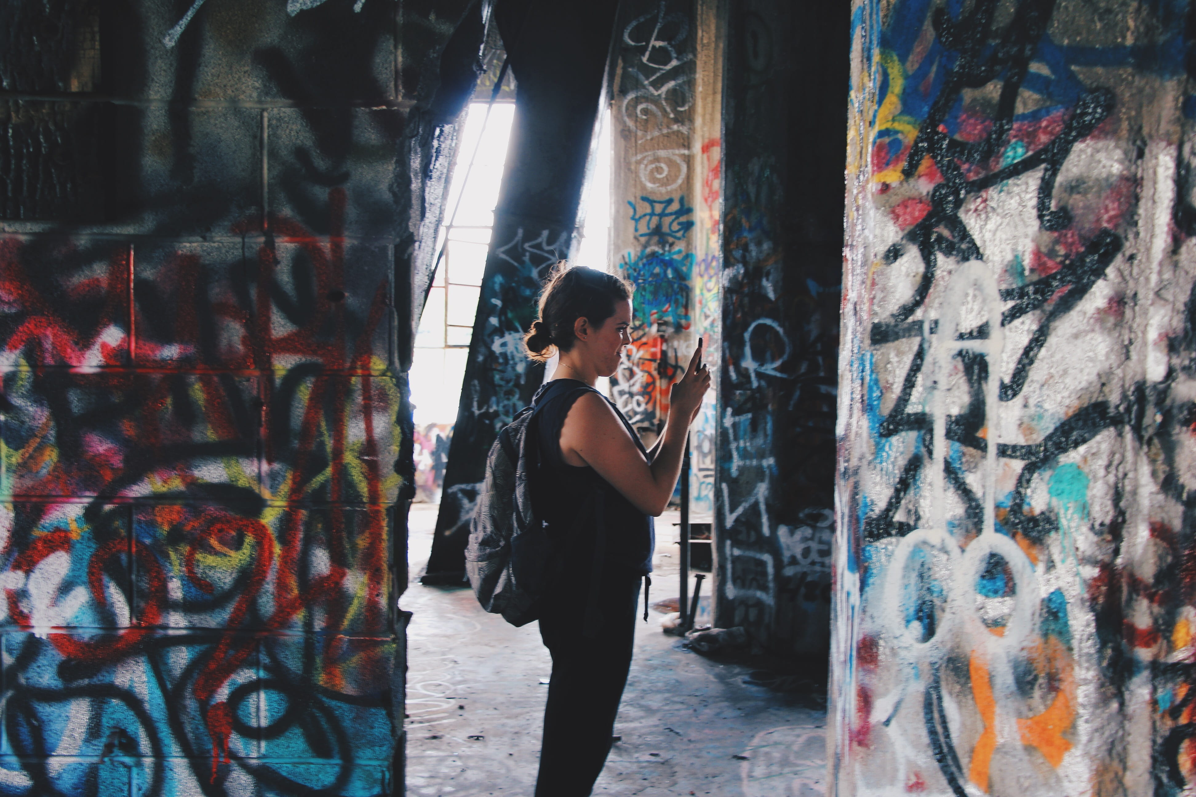ruin, female, one person, three quarter length, lifestyles, chicago, graffiti, art, built structure, ruins, 4K, architecture, woman, paint, real people, HD Wallpaper