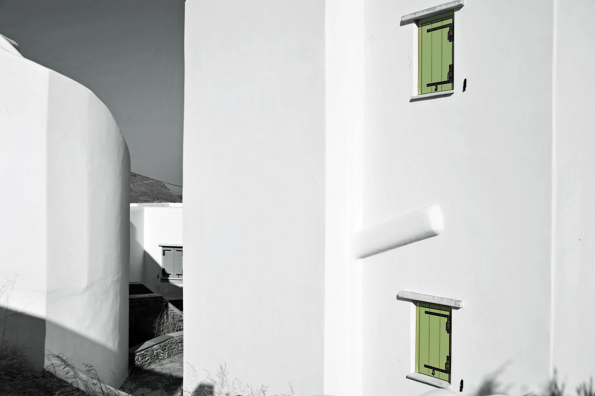 architecture, 1080P, animals, green windows, plain, white buildings, HD Wallpaper