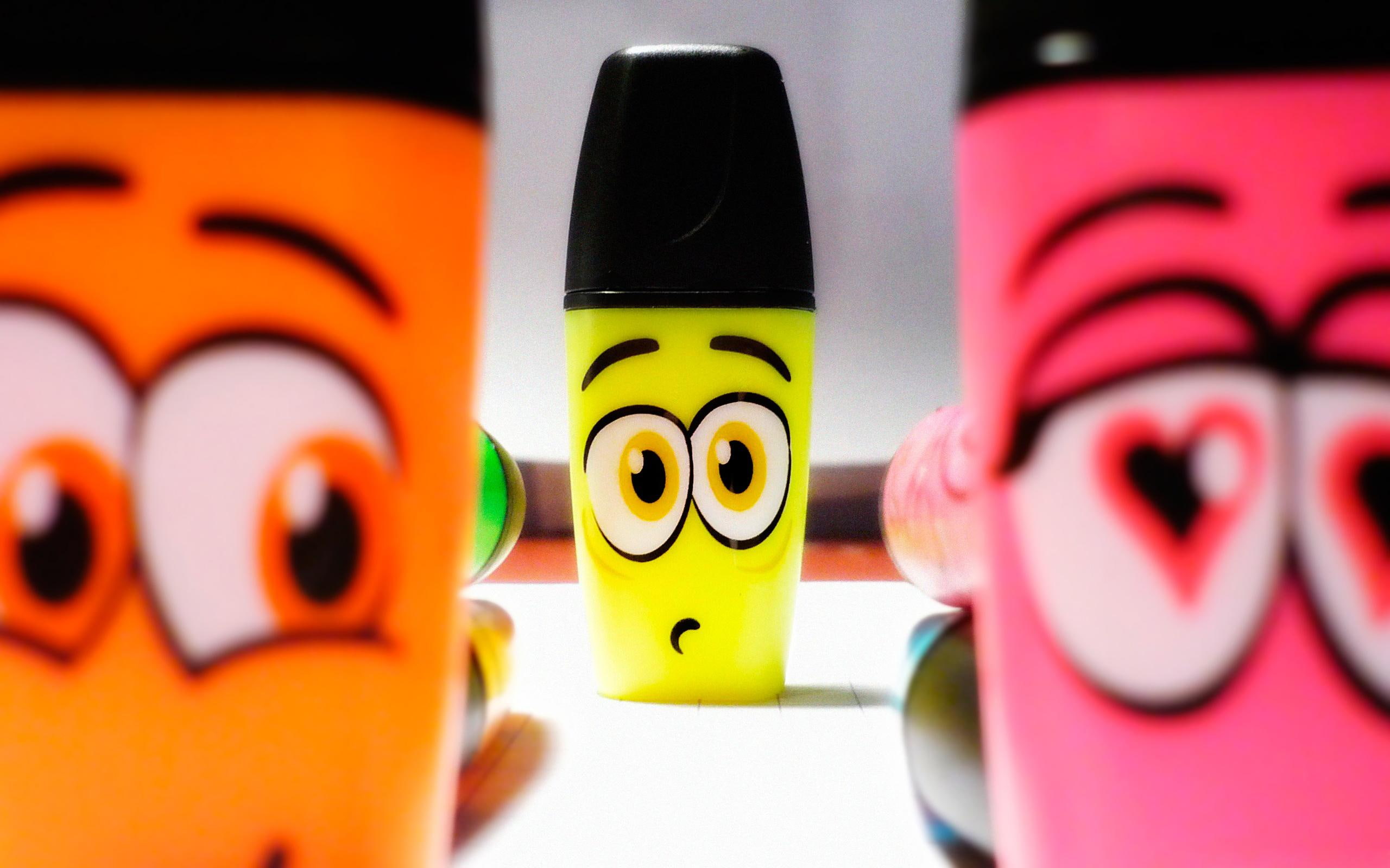 abstract, funny, colorful, photography, 3d and abstract, beautiful, faces, markers, 2K, eyes, HD Wallpaper