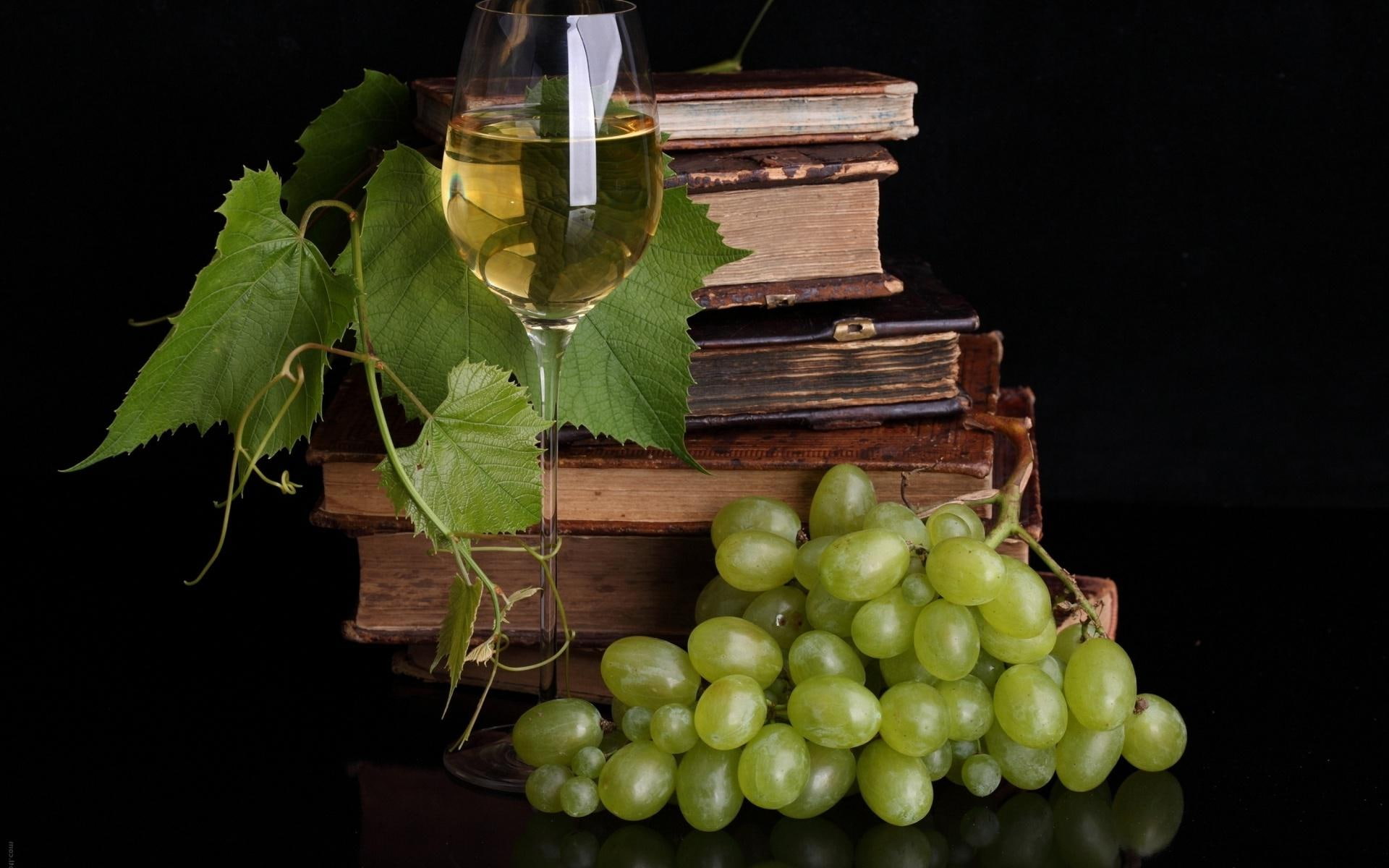 grapes, photography, 1920x1200, glass, stem, grape, books, long, green, book, 1080P, clear, wine, HD Wallpaper