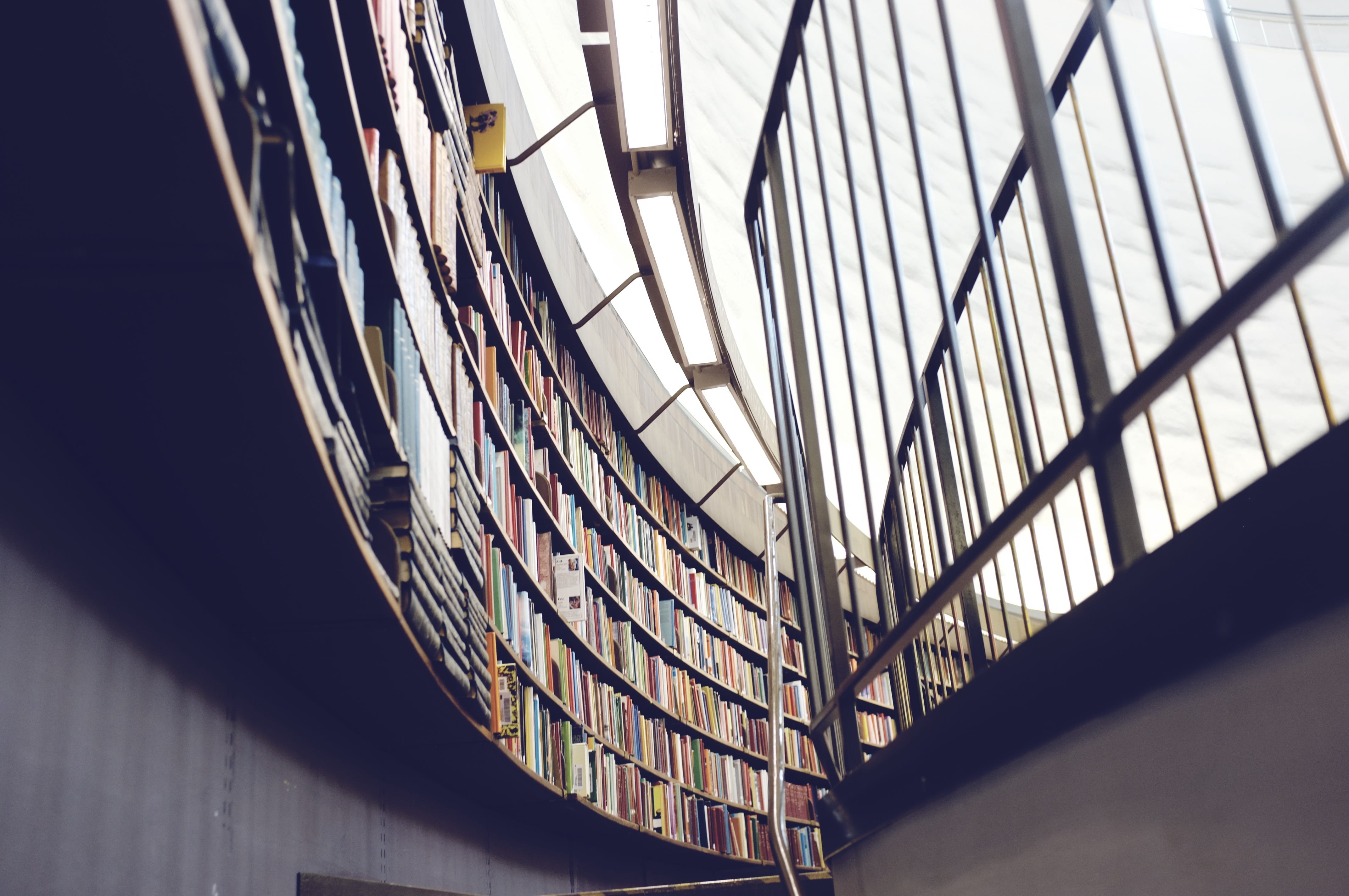 modern, built structure, low angle view, no people, shadow, wall - building feature, day, knowledge, wisdom, 4K, college, shelf, stack, building, architecture, HD Wallpaper
