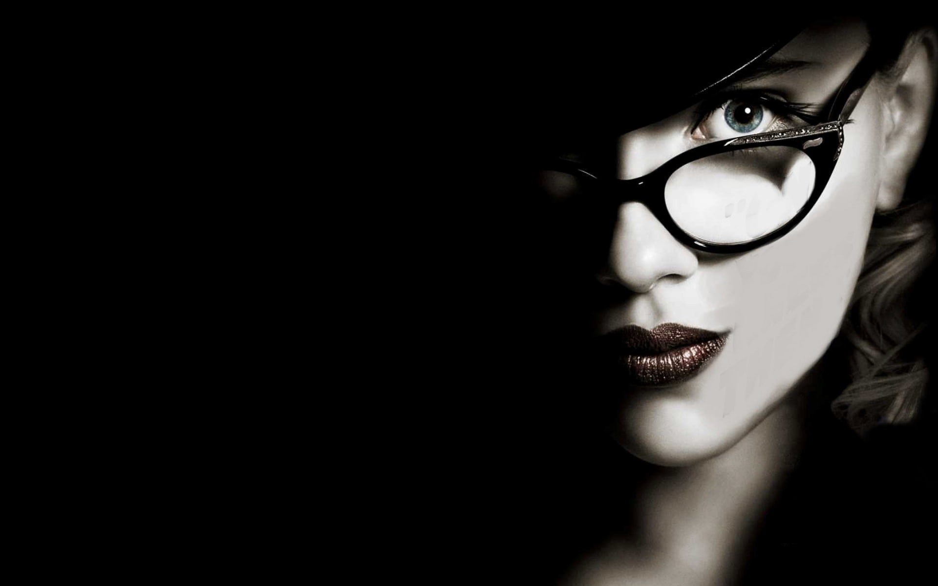 hd, scarlett, hats, girls, johansson, women, actress, glasses, black, coloring, spirit, 1080P, people, Scarlett Johansson, selective, art, background, HD Wallpaper
