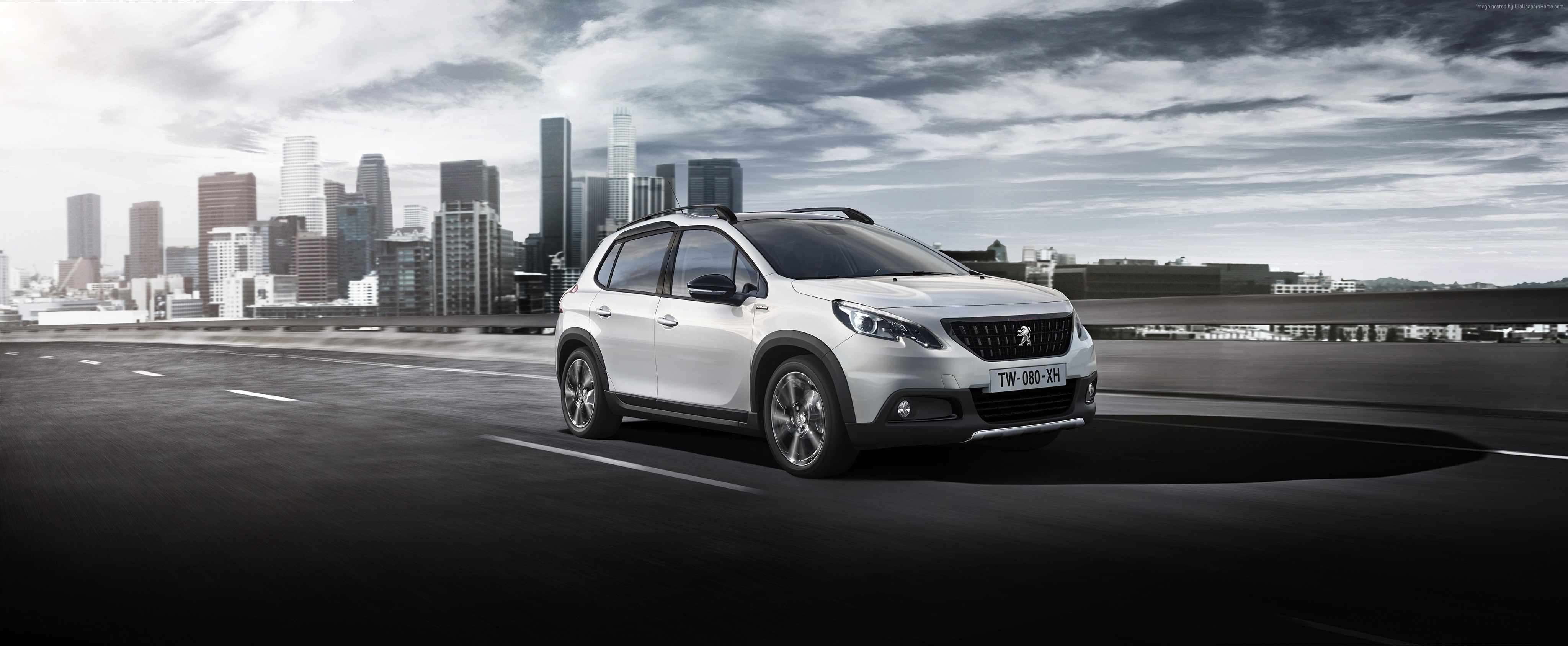 crossover, Peugeot 2008 GT Line, white, Geneva Auto Show 2016, 4K, HD Wallpaper