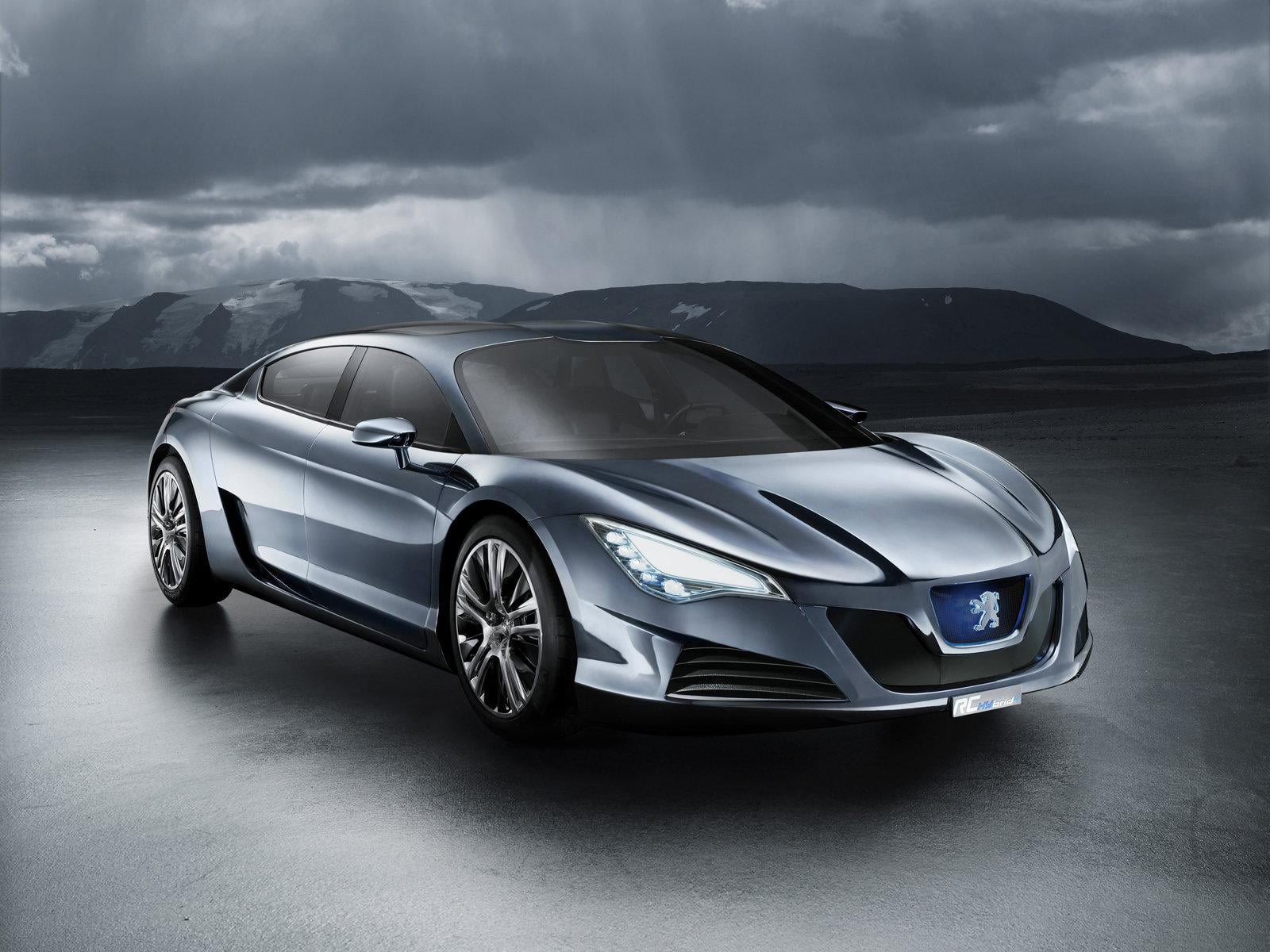 nature, sports car, land vehicle, sky, storm cloud, road trip, motor vehicle, no people, concept, 720P, transportation, mode of transportation, silver colored, HD Wallpaper