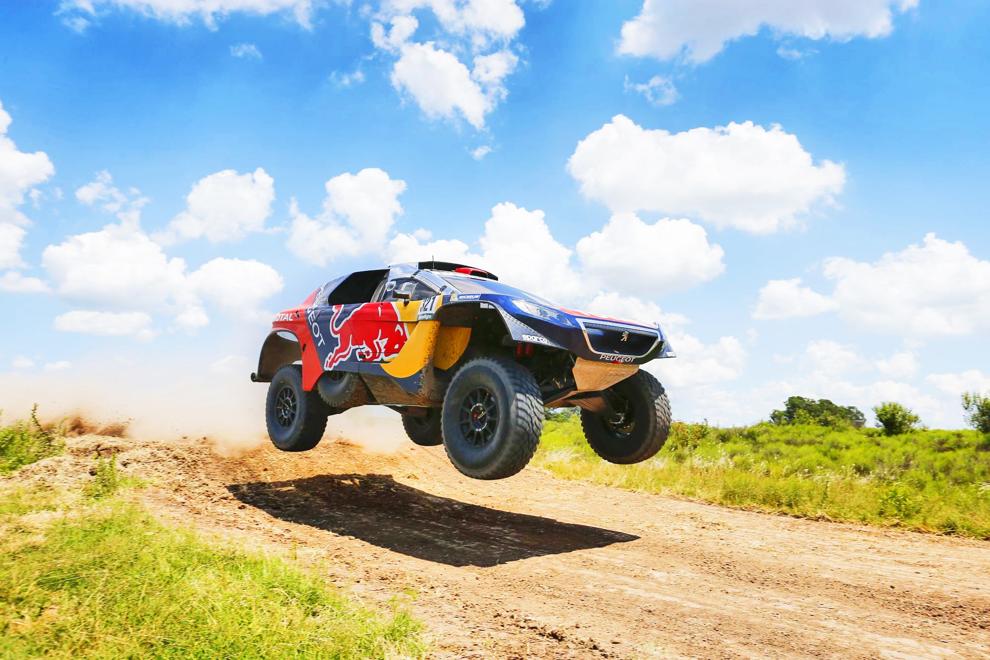 2008, Race, DKR, Flies, Lights, Red Bull, Peugeot, Rally, Sand, Dakar, Peugeot 2008 DKR, Sport, 312, 1080P, Speed, The front, HD Wallpaper