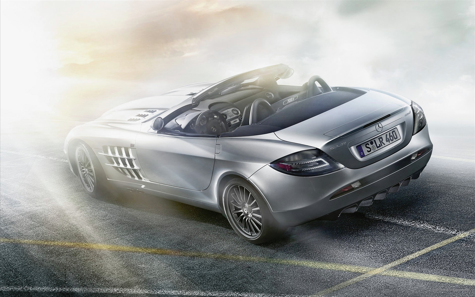 roadster, mclaren, silver, slr, 2009, 1080P, sports, mercedes, convertible, benz, HD Wallpaper