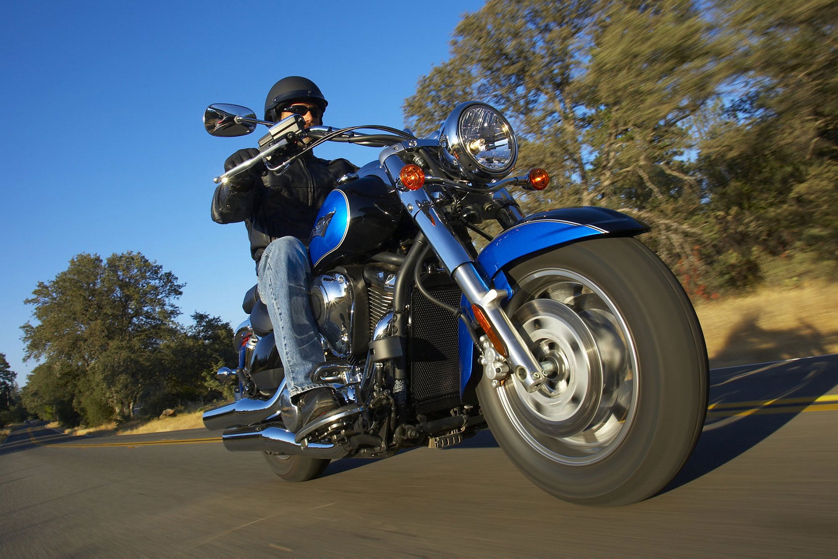 sports helmet, biker, sport, helmet, headwear, vulcan, classic, mode of transportation, riding, road trip, nature, motorcycle, 2010, road, ride, one person, HD Wallpaper