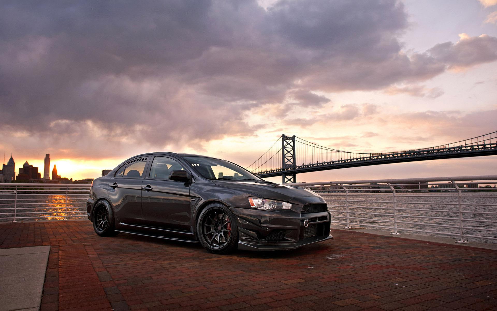 mitsubishi, cars, sedan, lancer, evolution, mitsubishi lancer evolution, black, 1920x1200, 1080P, HD Wallpaper