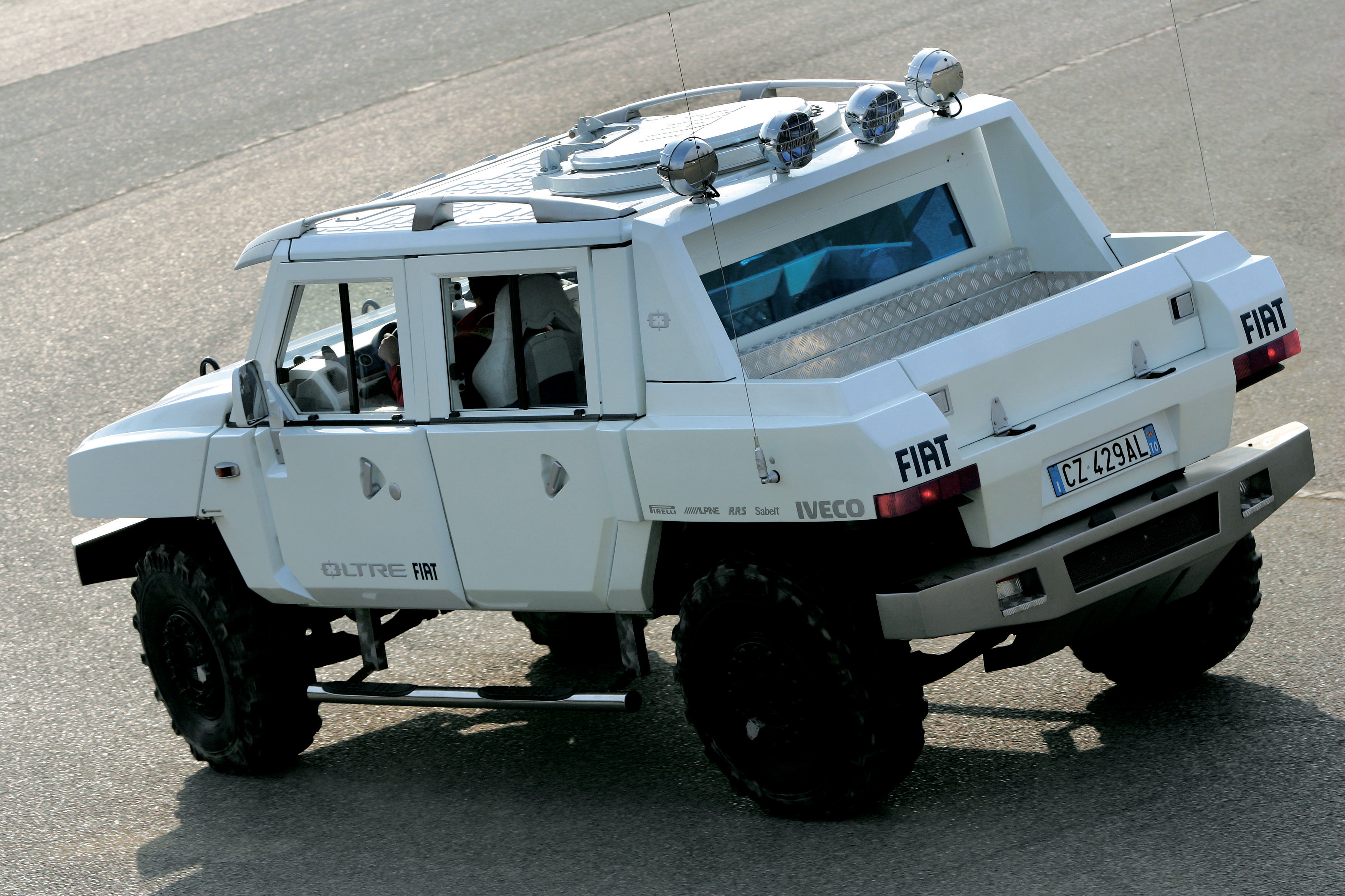 white color, mode of transportation, concept, road, truck, outdoors, motor vehicle, 2005, police car, oltre, 4x4, city, sunlight, 2K, travel, land vehicle, HD Wallpaper