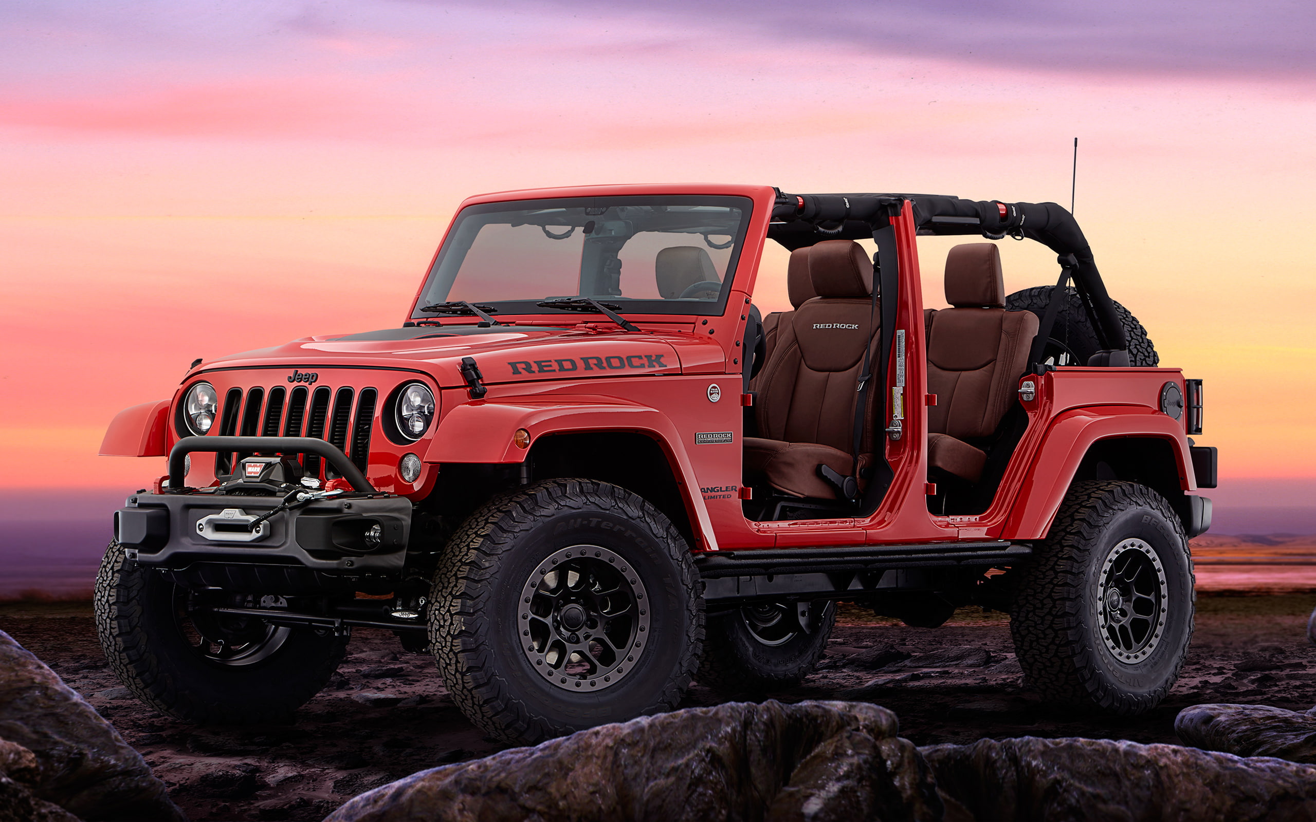 car, 4x4, day, wheel, land vehicle, pick-up truck, Jeep, sky, Concept, red, off-road vehicle, mode of transportation, orange color, no people, Rock, transportation, HD Wallpaper