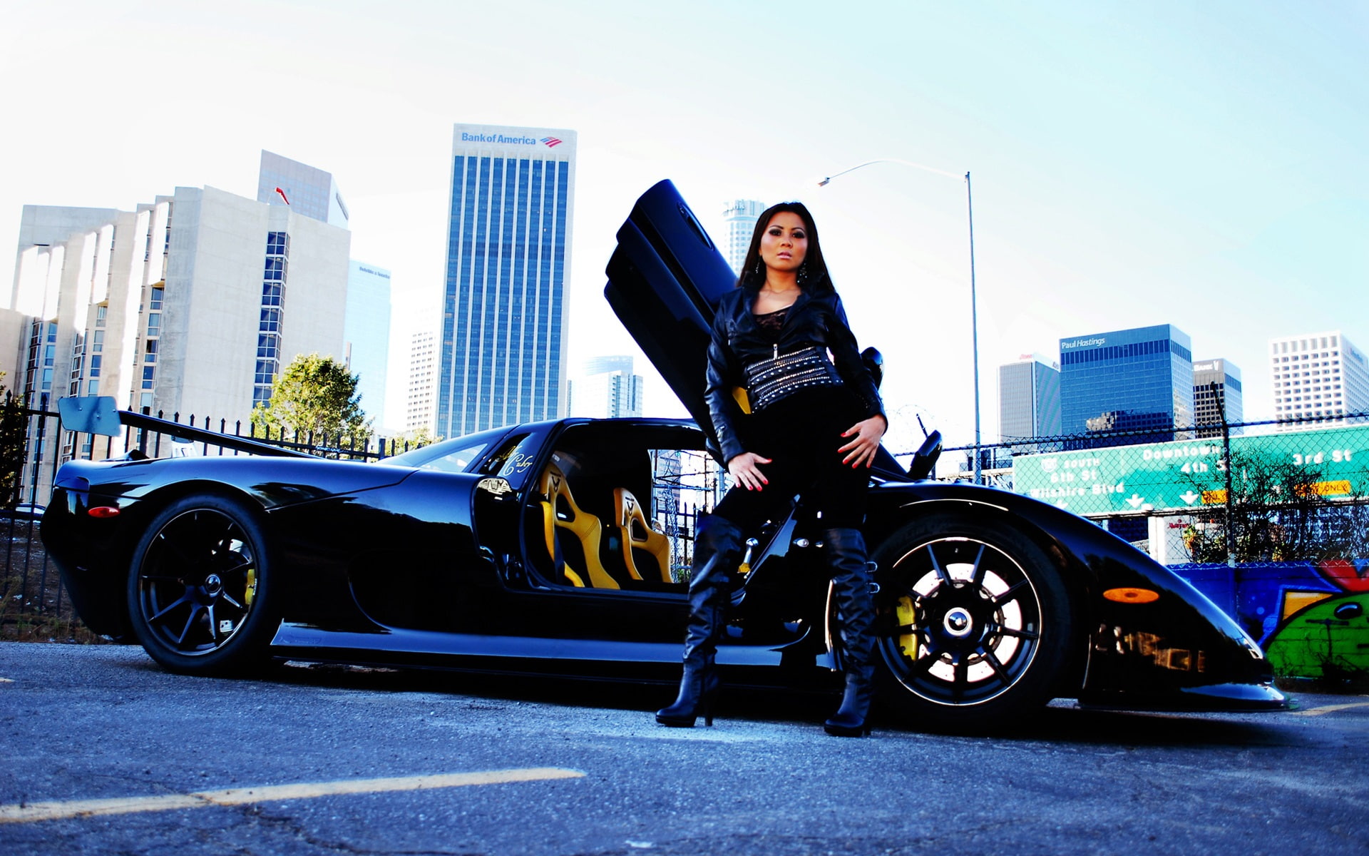gtr, 1080P, Girl, women, Mosler, high, s, Supercar, Black, boots, knee, Raptor, HD Wallpaper