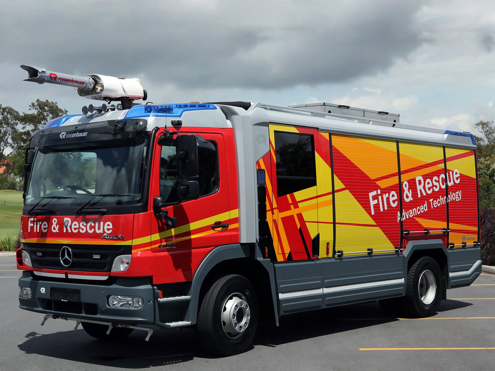 1629, benz, feuerwehr, 2005, atego, mercedes, firetruck, 720P, rosenbauer, HD Wallpaper