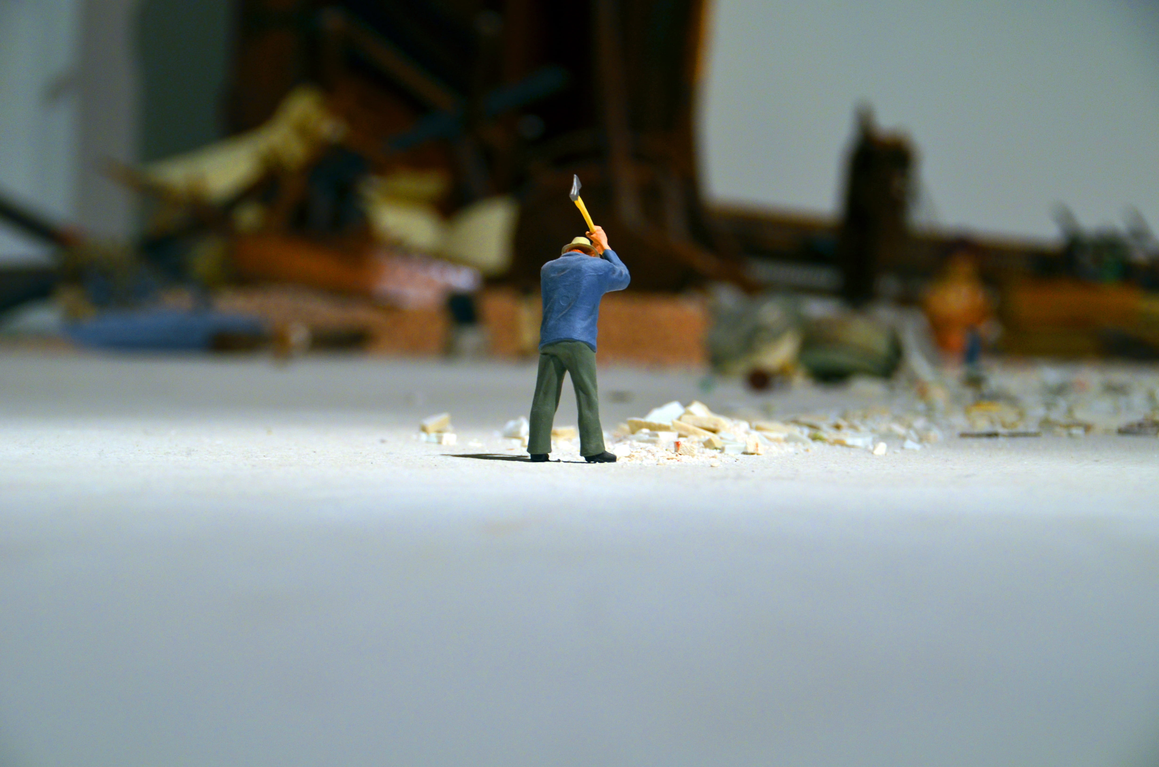 winter, one person, male likeness, cold temperature, human representation, surface level, Axe, built structure, creativity, 4K, figurine, selective focus, HD Wallpaper