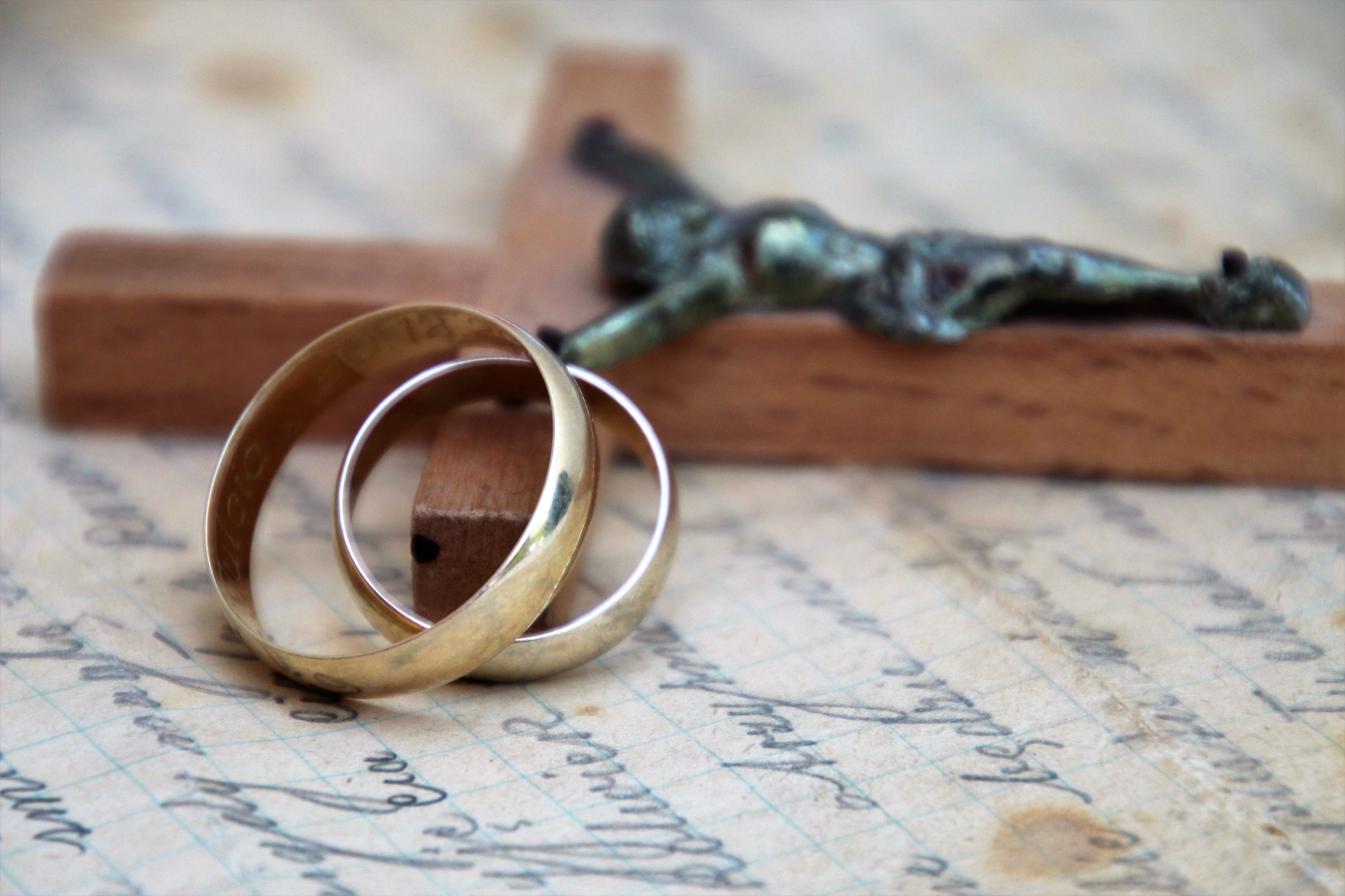 5K, map, wedding rings, religion, metal, christianity, simplicity, two objects, old letters, the crucifixion, old letter, indoors, faith, wedding ring, HD Wallpaper