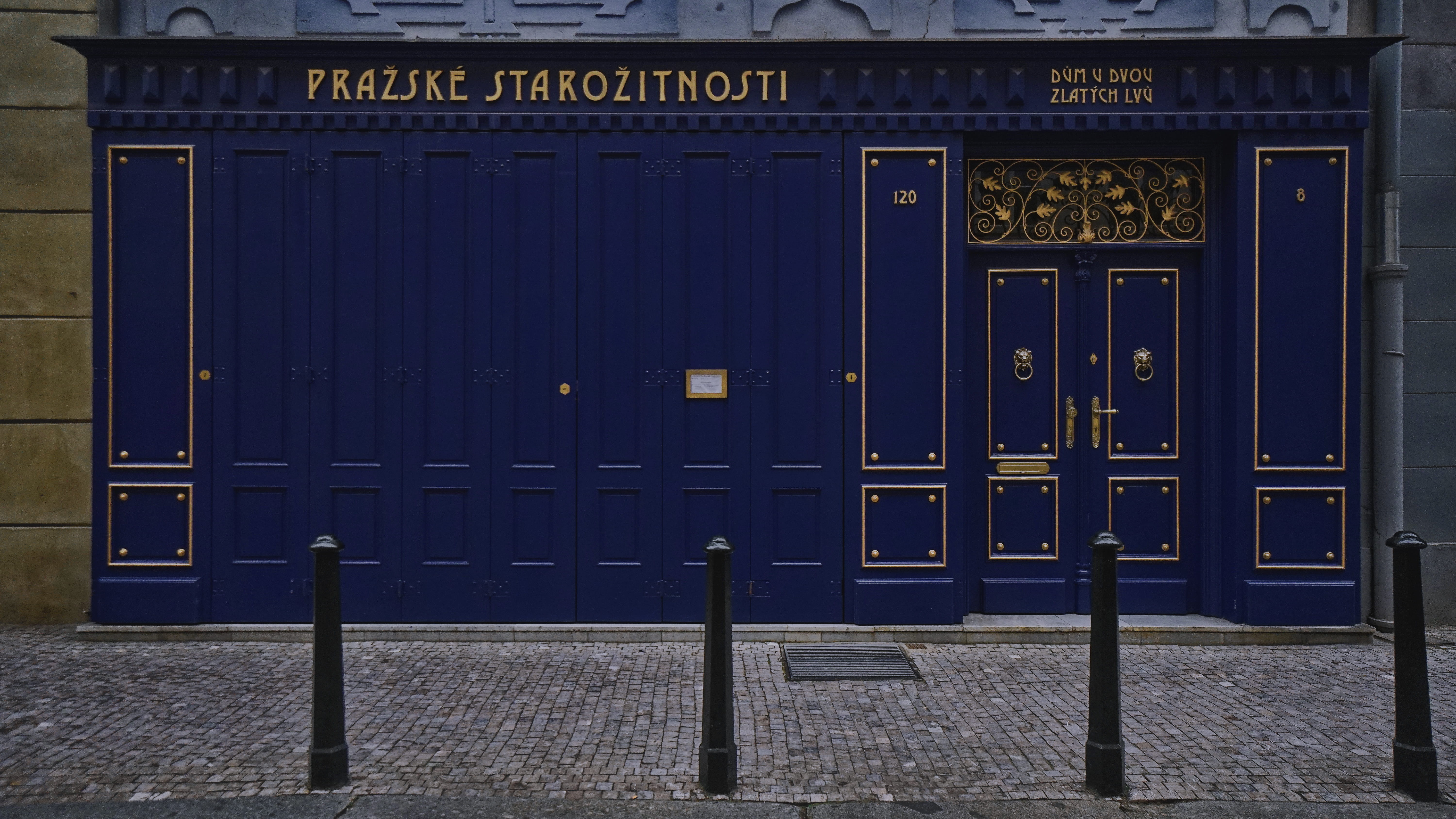 prague, navy blue, safety, non-western script, navy, blue, sony alpha, entrance, building, closed, architecture, gold, no people, metal, dark blue, sign, HD Wallpaper