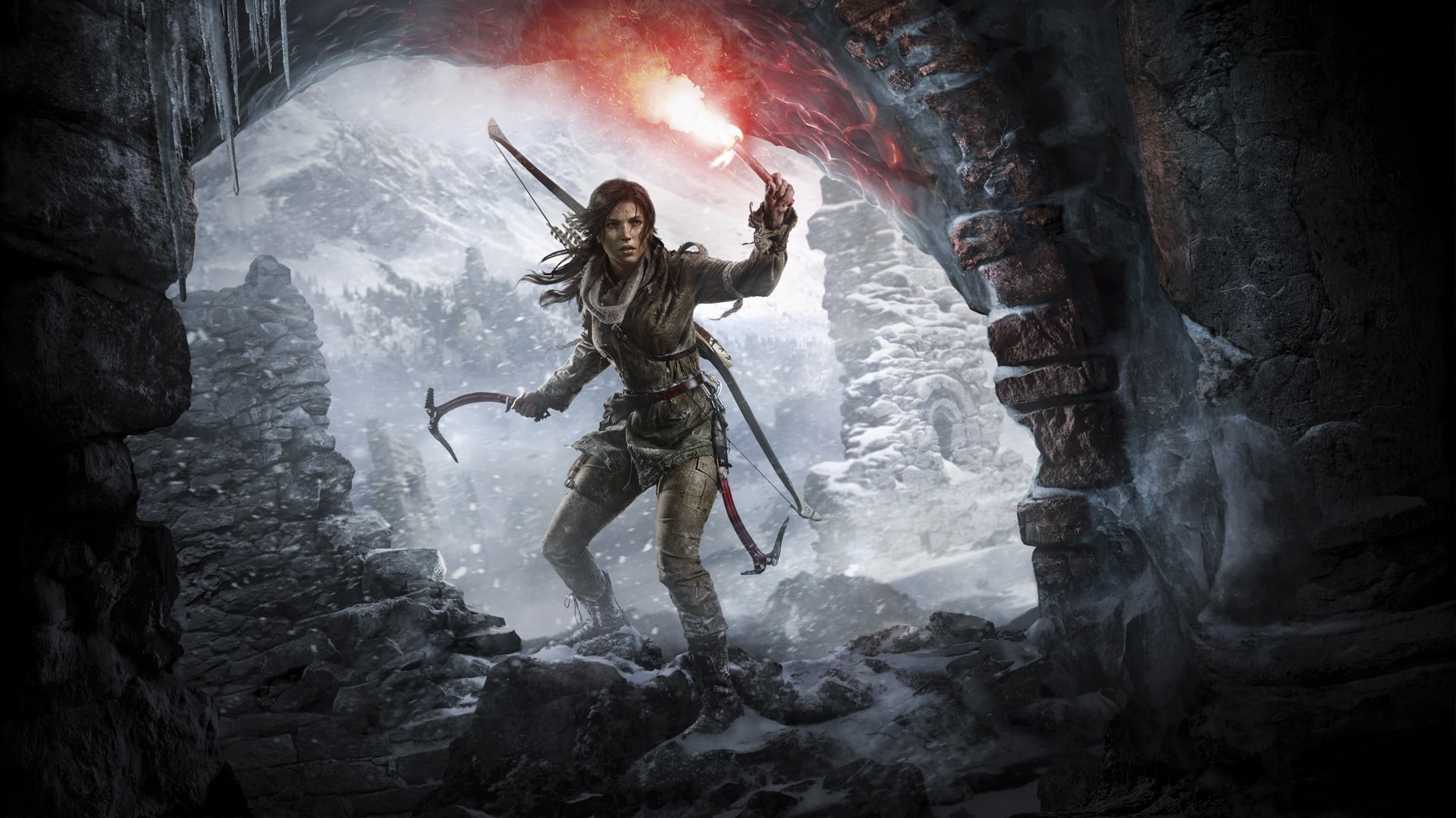 one person, Rise of the, creativity, fairy tale, human arm, celebration, solid, women, Lara croft, Ice ax, beauty in nature, nature, fantasy, religion, HD Wallpaper