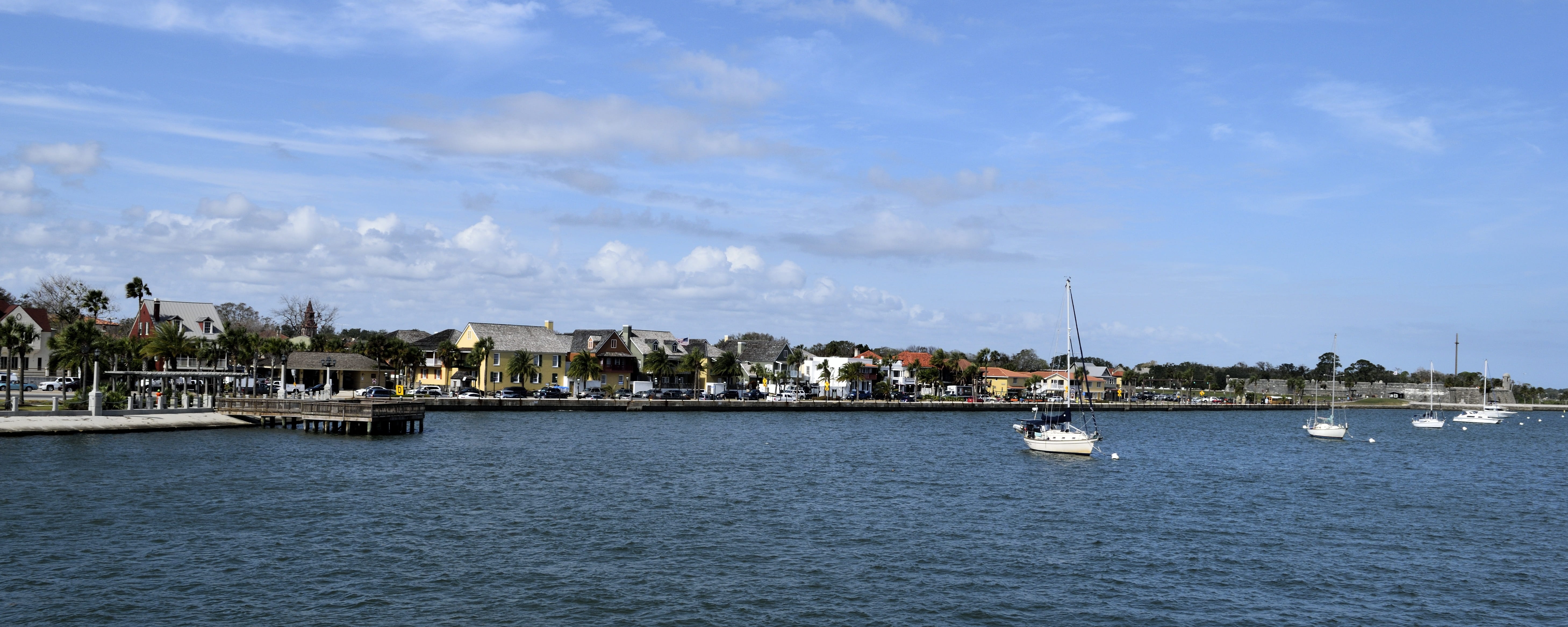 Florida, city, sailboat, harbor, outdoors, vacation, cityscape, View, landscape, Florida, oldest city, yacht, water, River, transportation, place, 5K, HD Wallpaper