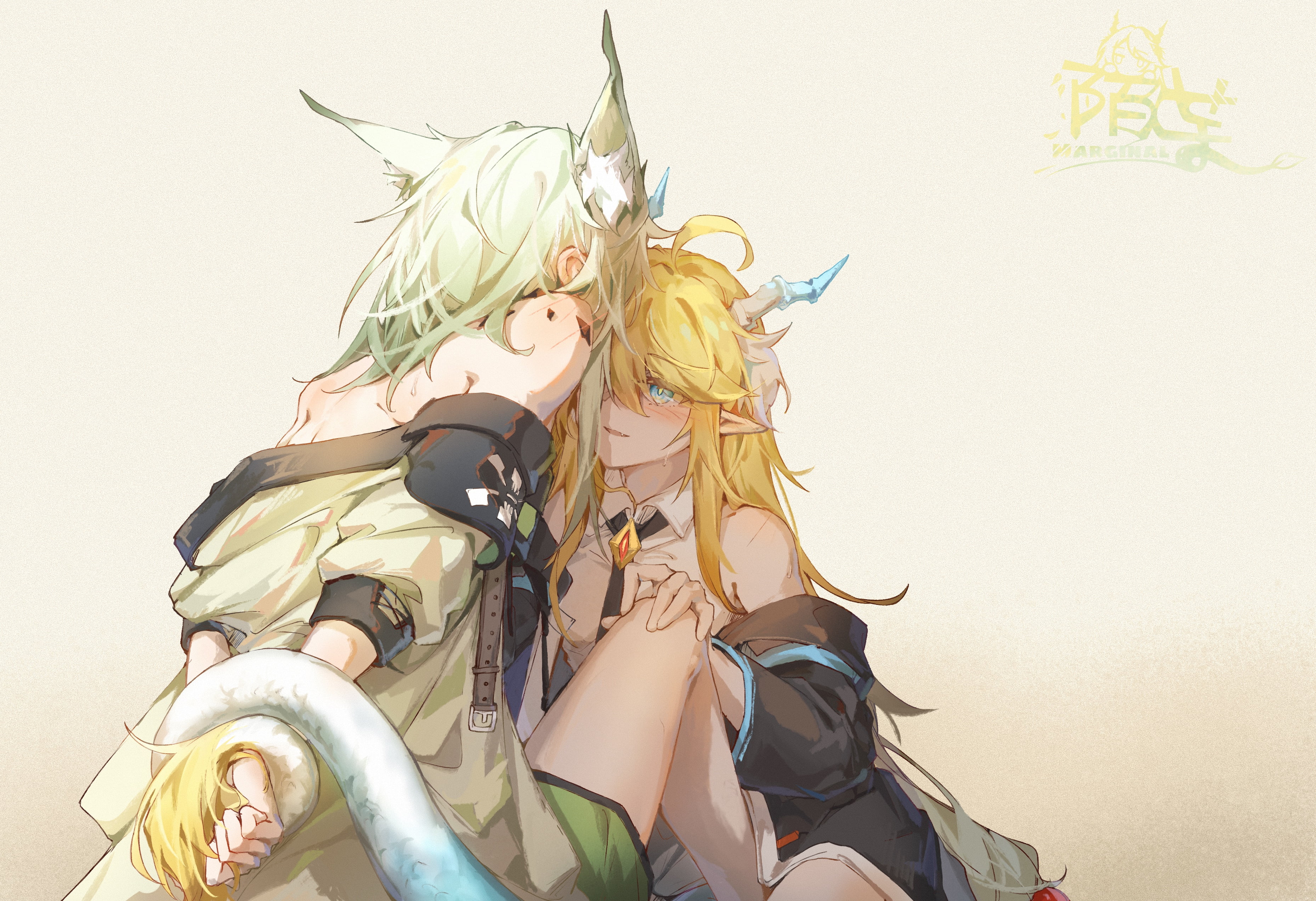 Arknights, anime, yuri, anime girls, 2K, Kaltsit (Arknights), Moyu Marginal, horns, HD Wallpaper
