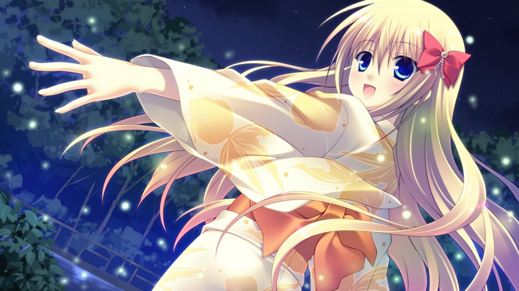 eyes, thea, blue, sakura, quest, japanese, aino, long, 720P, clothes, hair, yukata, HD Wallpaper