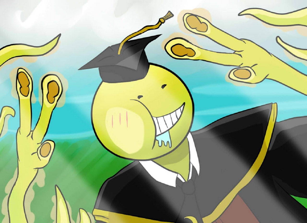 assassination classroom, finance, water, cartoon, nature, 720P, creativity, vertebrate, happiness, emotion, sign, representation, smiling, yellow, business, HD Wallpaper
