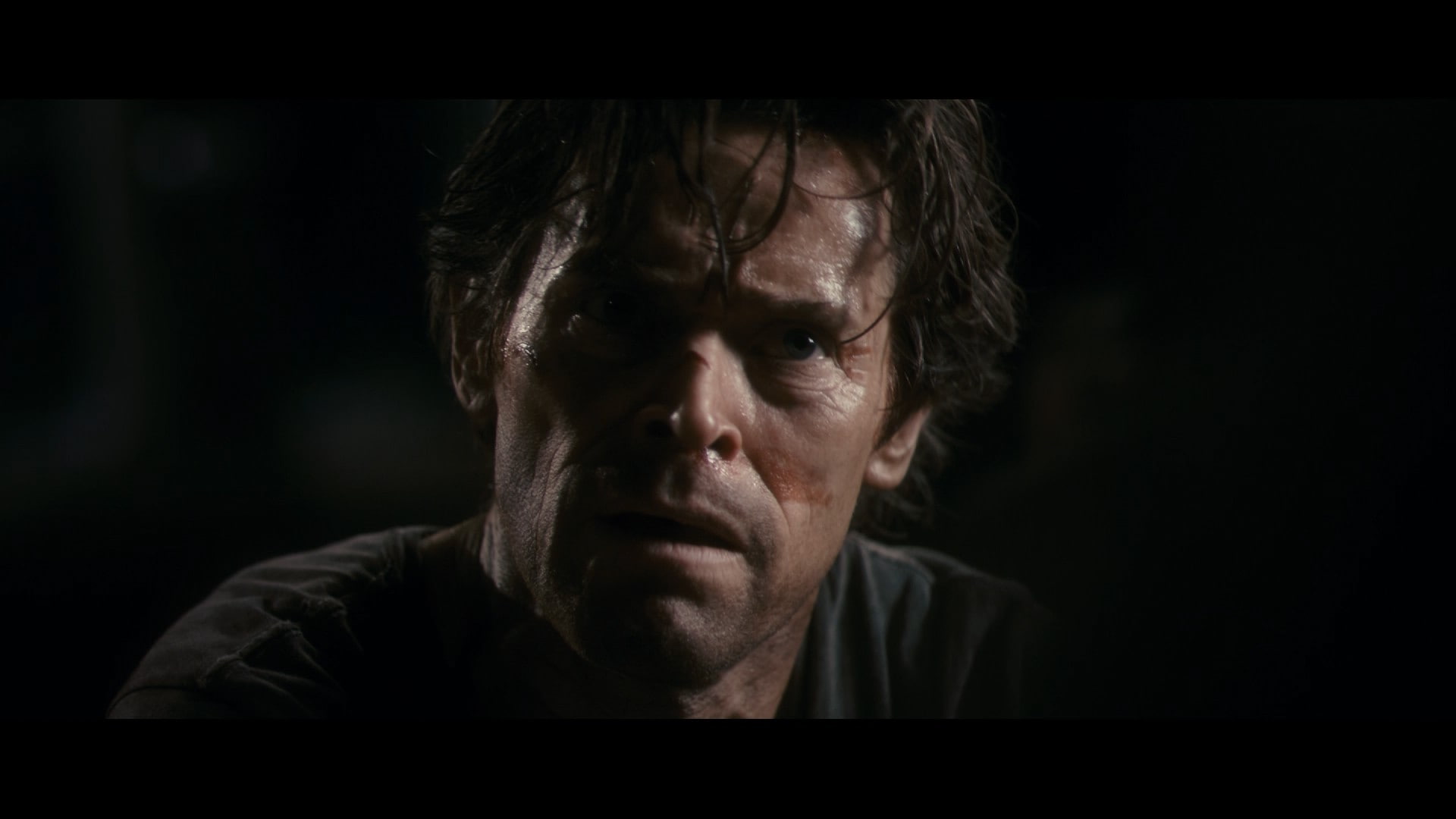 black background, headshot, human face, serious, emotion, dark, contemplation, portrait, front view, business person, 1080P, movies willem dafoe, one person, HD Wallpaper