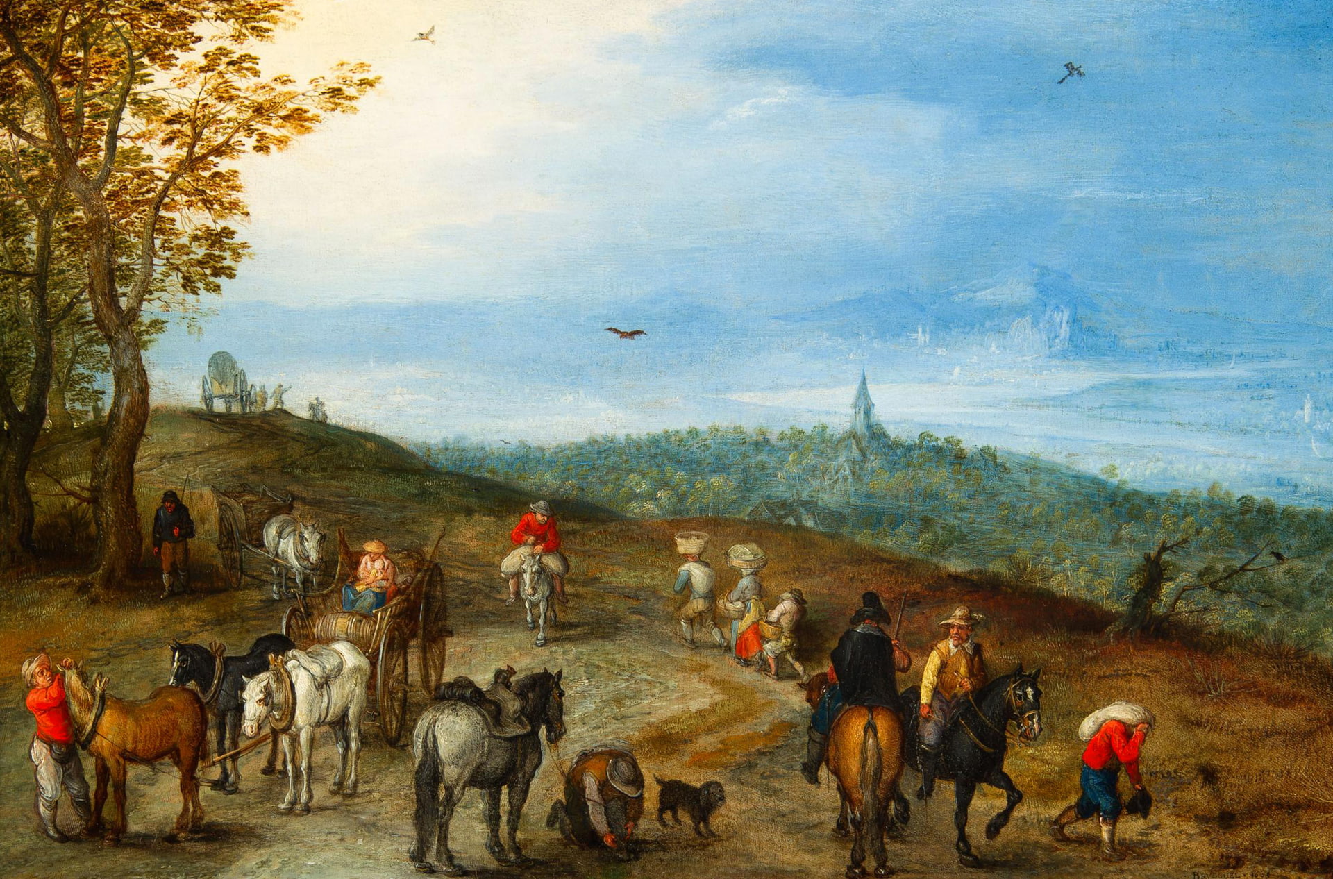 1080P, picture, Jan Brueghel the elder, Panoramic Landscape with Travellers, HD Wallpaper
