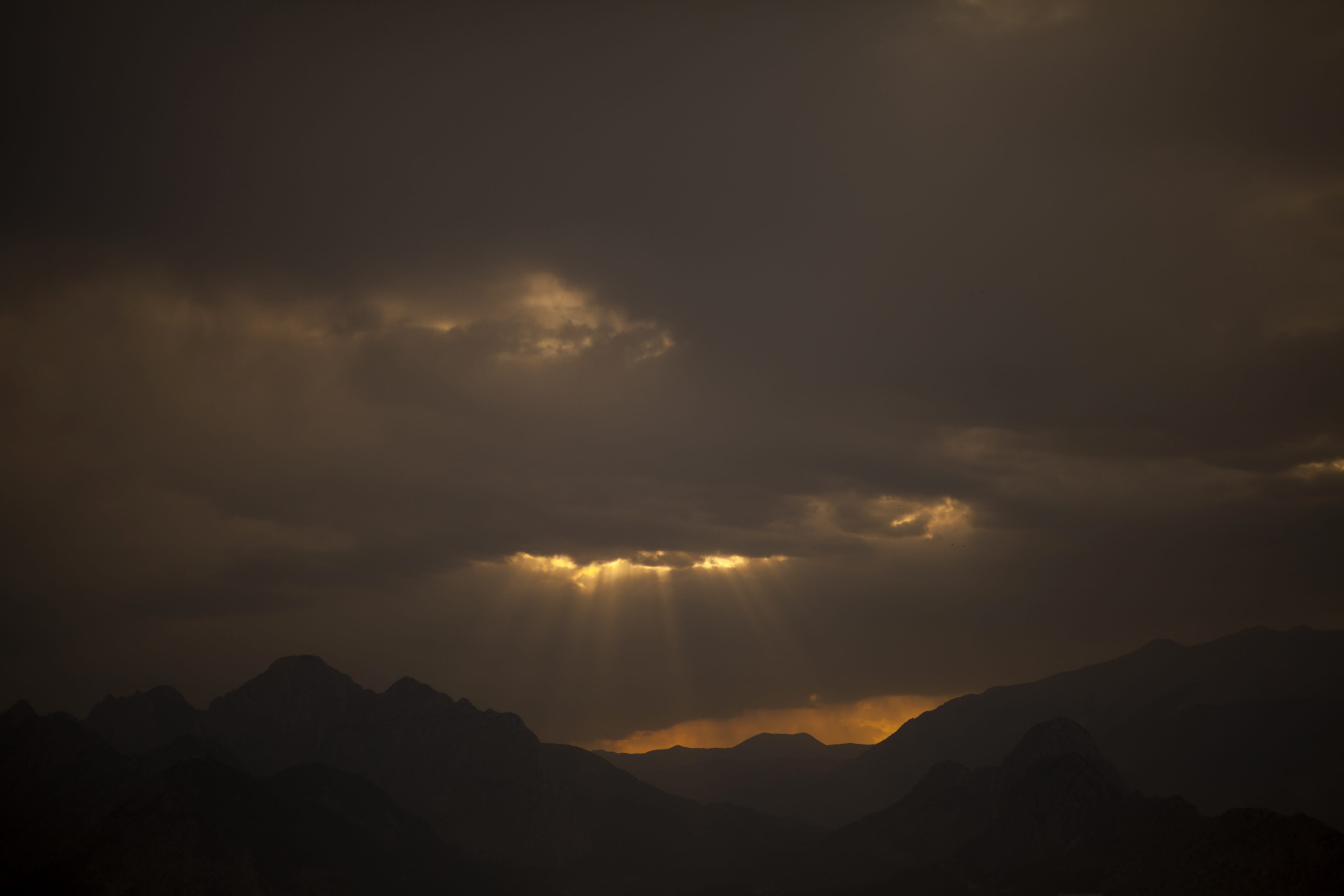 outdoor, light, high, mountain range, yellow, background, ominous, colorful, mountain, majestic, cloud, awe, environmental, idyllic, romantic, scenics - nature, HD Wallpaper