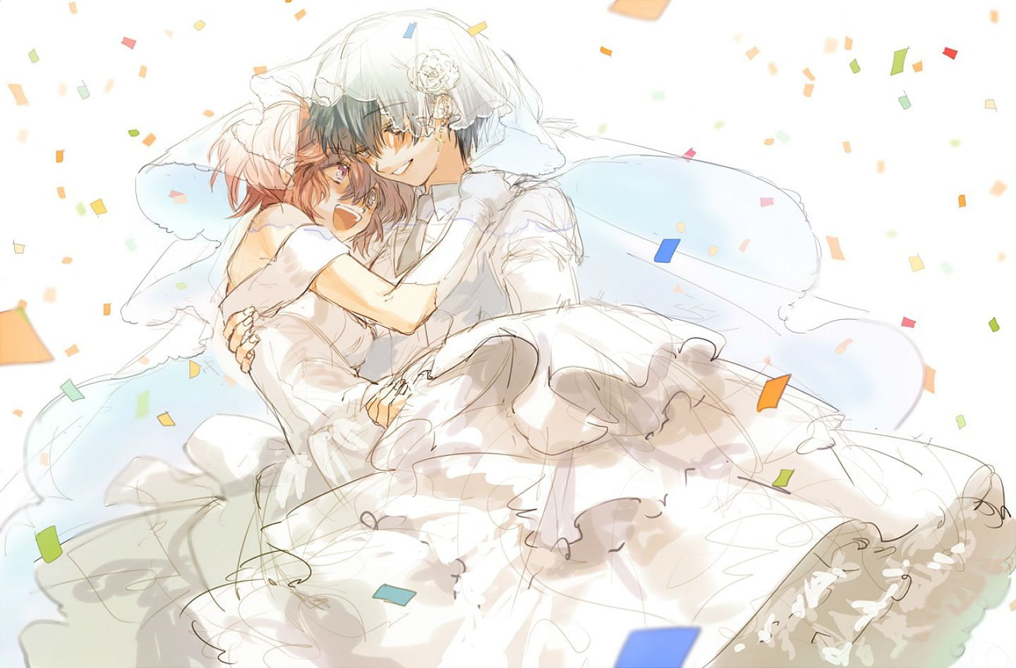 720P, hair, attire, haru, short, shoujo, akuma, wedding, riddle, azuma, tokaku, ichinose, muraichi, HD Wallpaper
