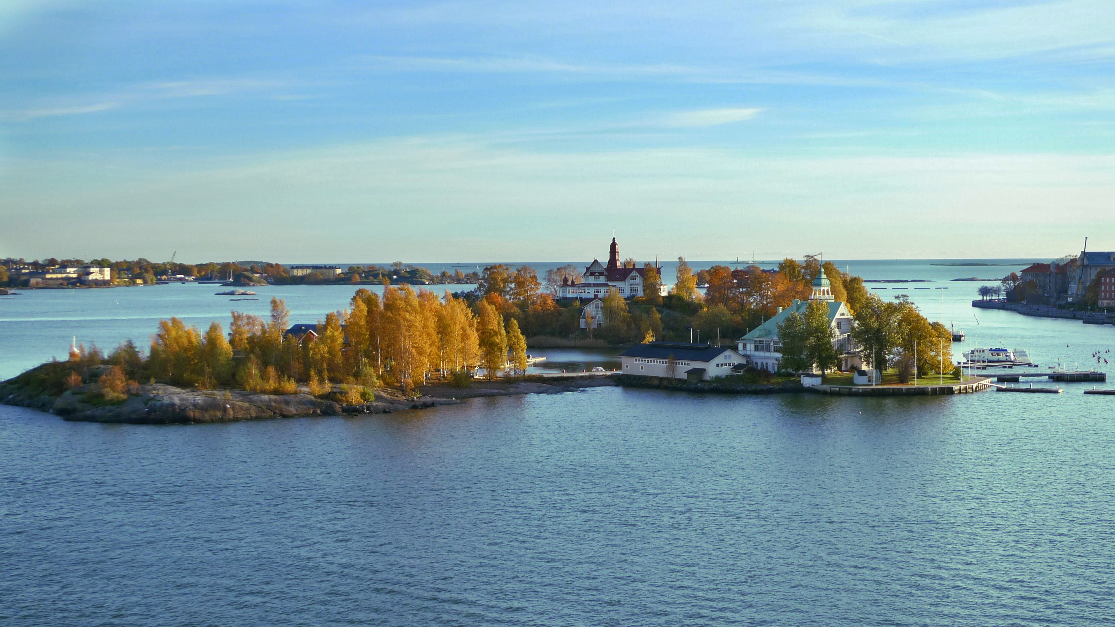 sky, waterfront, building, travel destinations, water, cityscape, day, 4K, built structure, valkosaari, cloud - sky, sea, no people, inhabited, architecture, HD Wallpaper