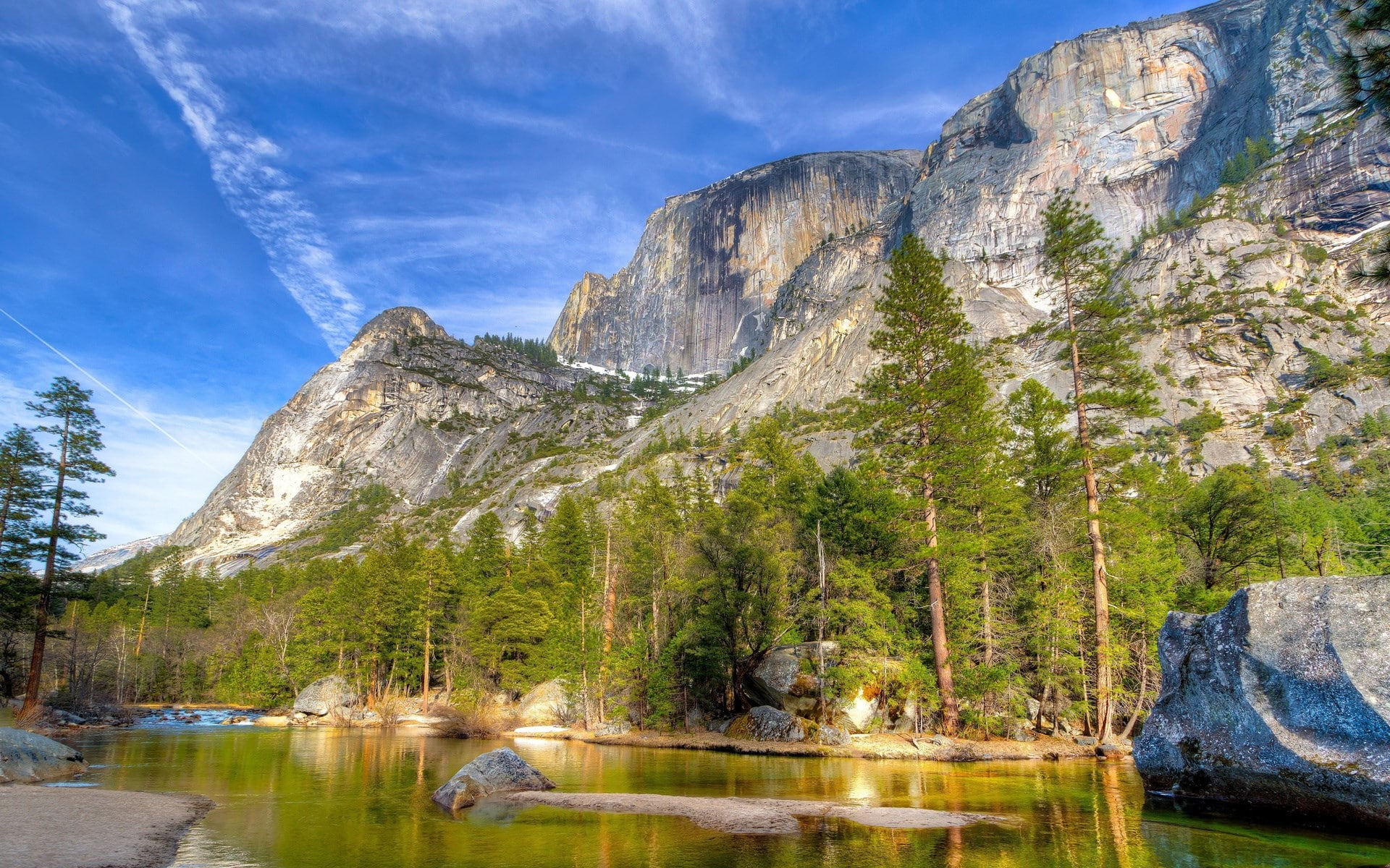 scenics - nature, rock - object, plant, outdoors, sky, mountain range, tree, pictures background nature 1920x1200, rock formation, mountain, reflection, HD Wallpaper