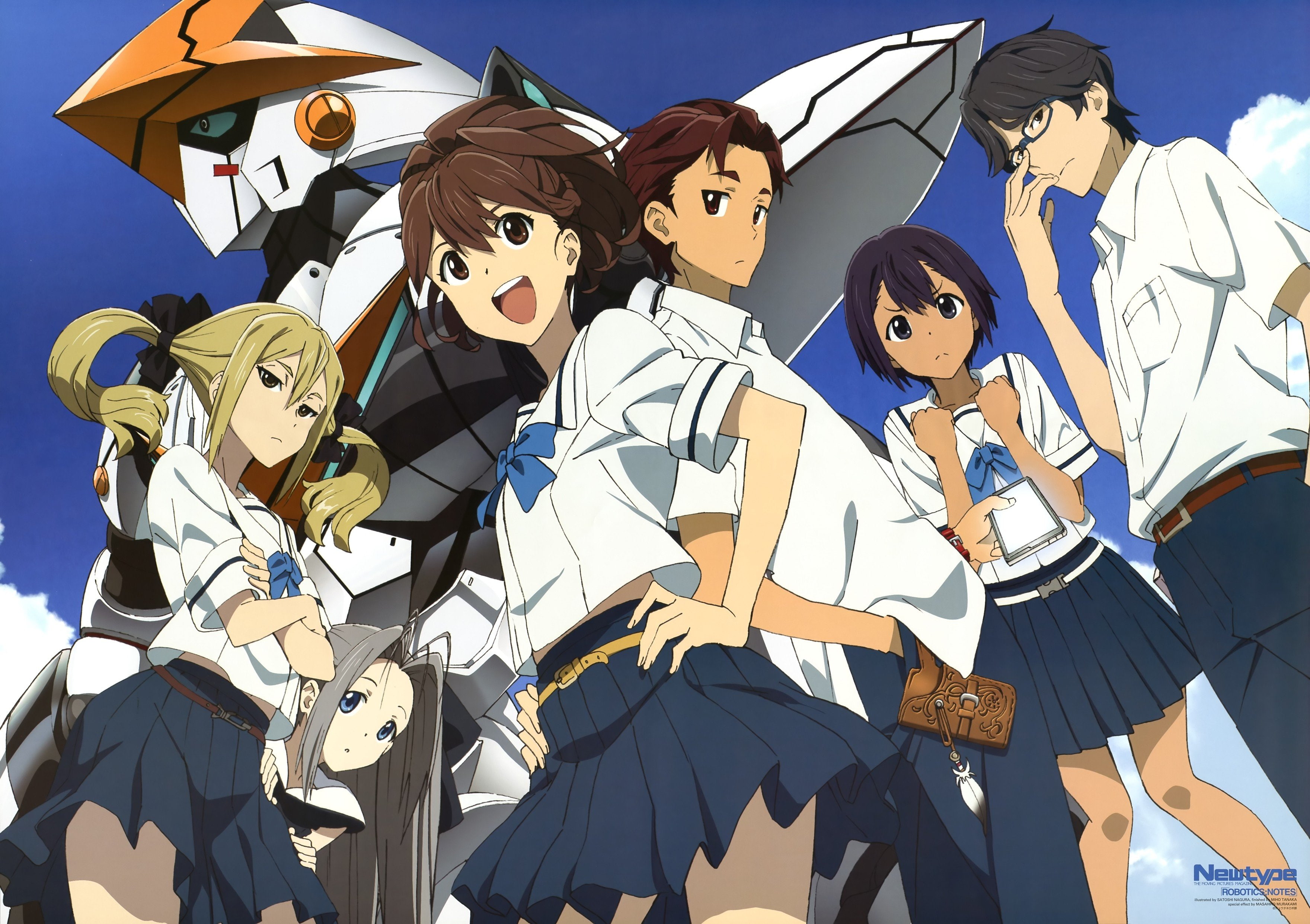 blue, 2K, group of people, sport, emotion, clothing, crowd, enjoyment, roboticsnotes senomiya akiho koujiro frau yukifune airi yashio kaito hidaka subaru daitoku junna anime, HD Wallpaper