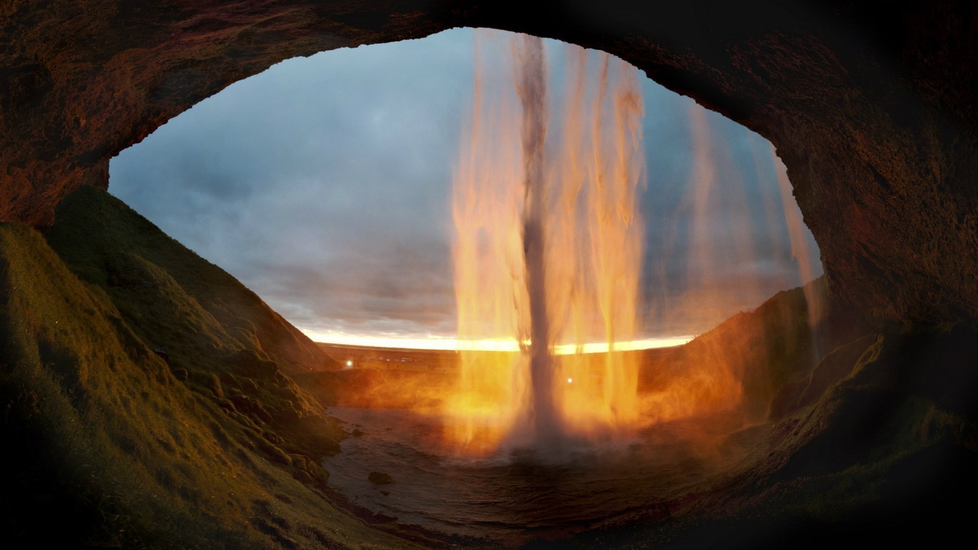 Cave, Seljalandsfoss, Waterfalls, 1080P, HD Wallpaper