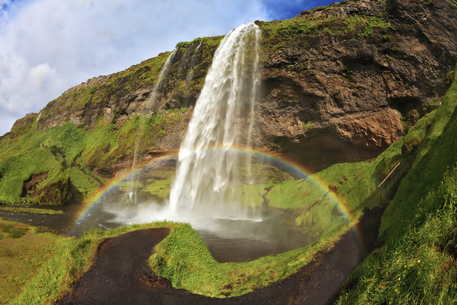 Iceland, Grass, 1080P, Seljalandsfoss, Rainbow, Waterfalls, Waterfall, HD Wallpaper