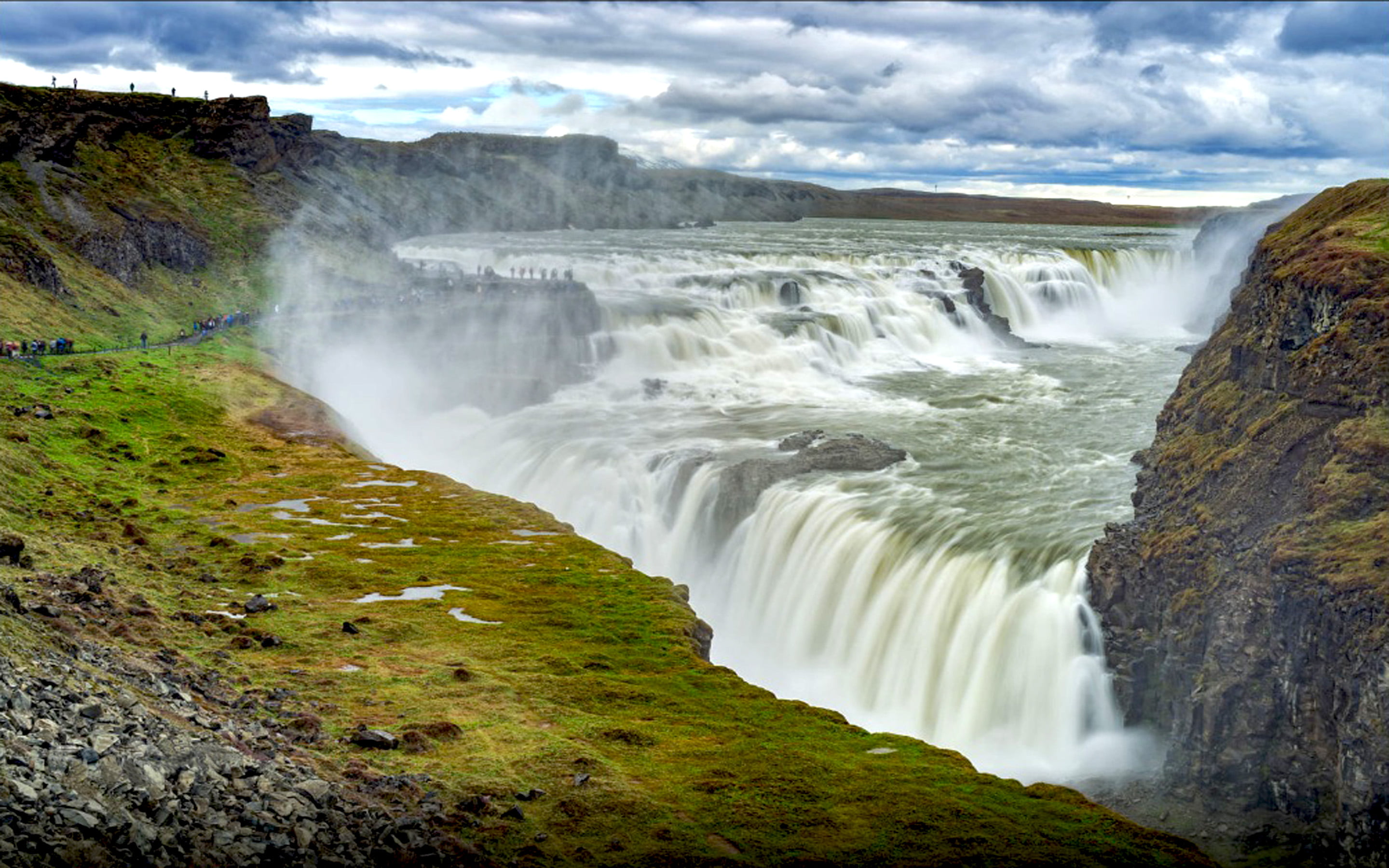 beauty in nature, hd, non-urban scene, motion, outdoors, waterfall, travel destinations, water, long exposure, power, land, iceland, cloud - sky, HD Wallpaper