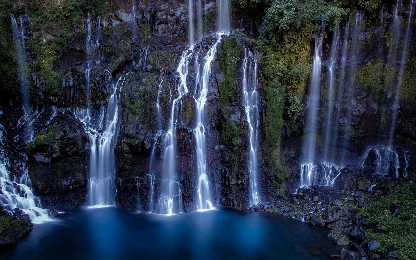 tropical, 720P, waterfall, moss, island, rock, landscape, nature, pond, HD Wallpaper
