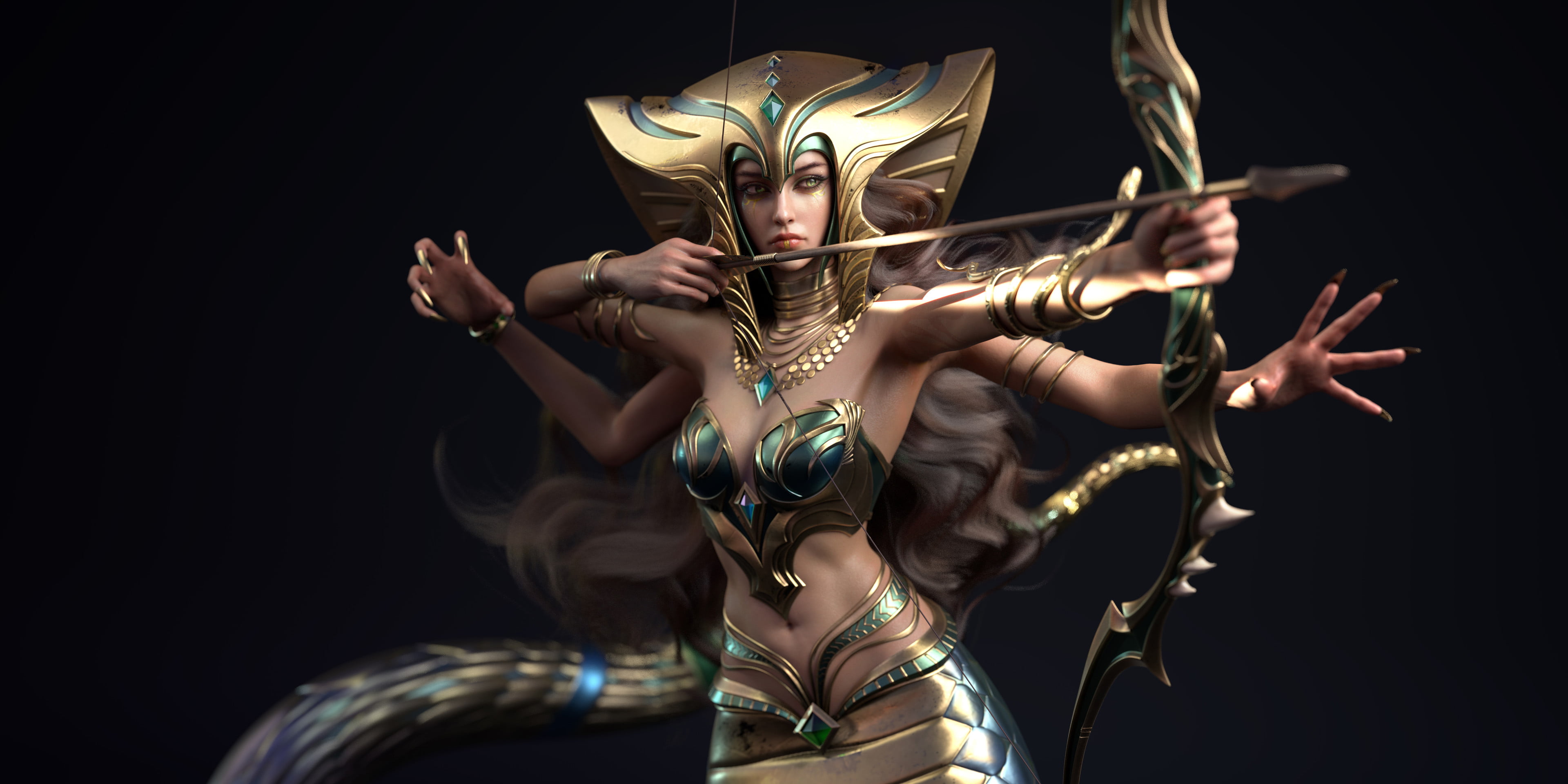 4K, fantasy art, artwork, Hongmin Zheng, women, fantasy girl, Egypt, HD Wallpaper