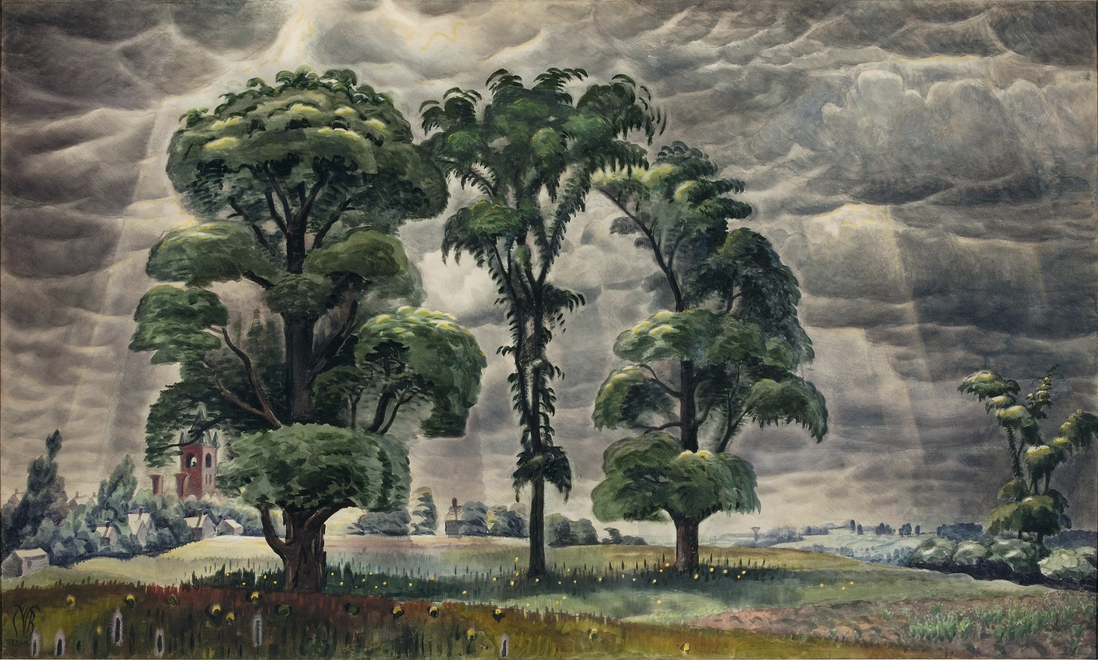 1931-46, The Three Trees, 2K, Charles Ephraim Burchfield, HD Wallpaper