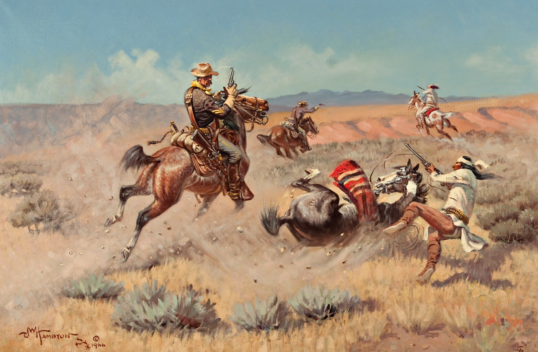 war, picture, mountains, horses, the sky, horse, Prairie, 1080P, wars, Indian, John Wade Hampton, HD Wallpaper