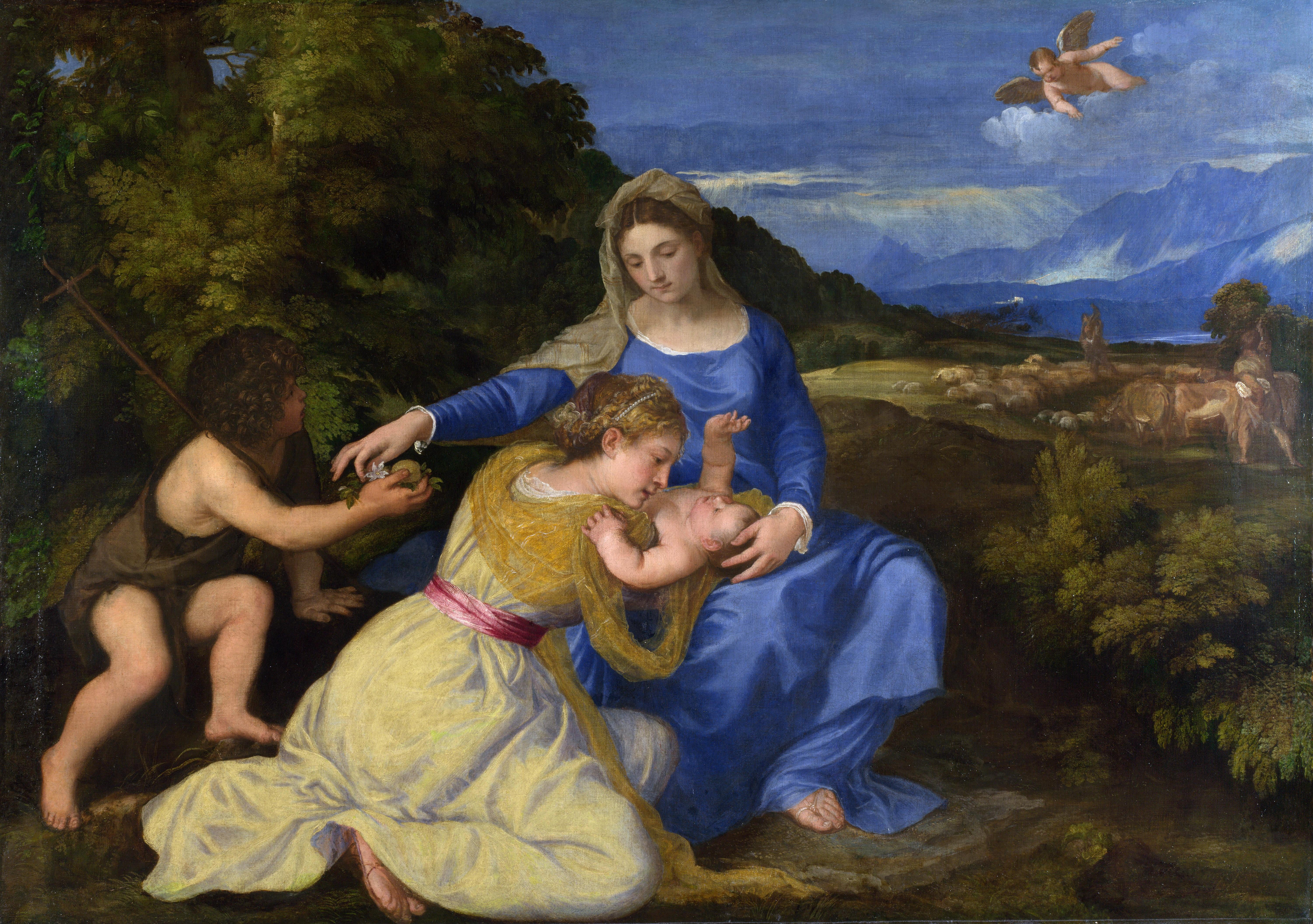 1532 approx., 5K, Titian Vecellio, Madonna Aldobrandini, HD Wallpaper