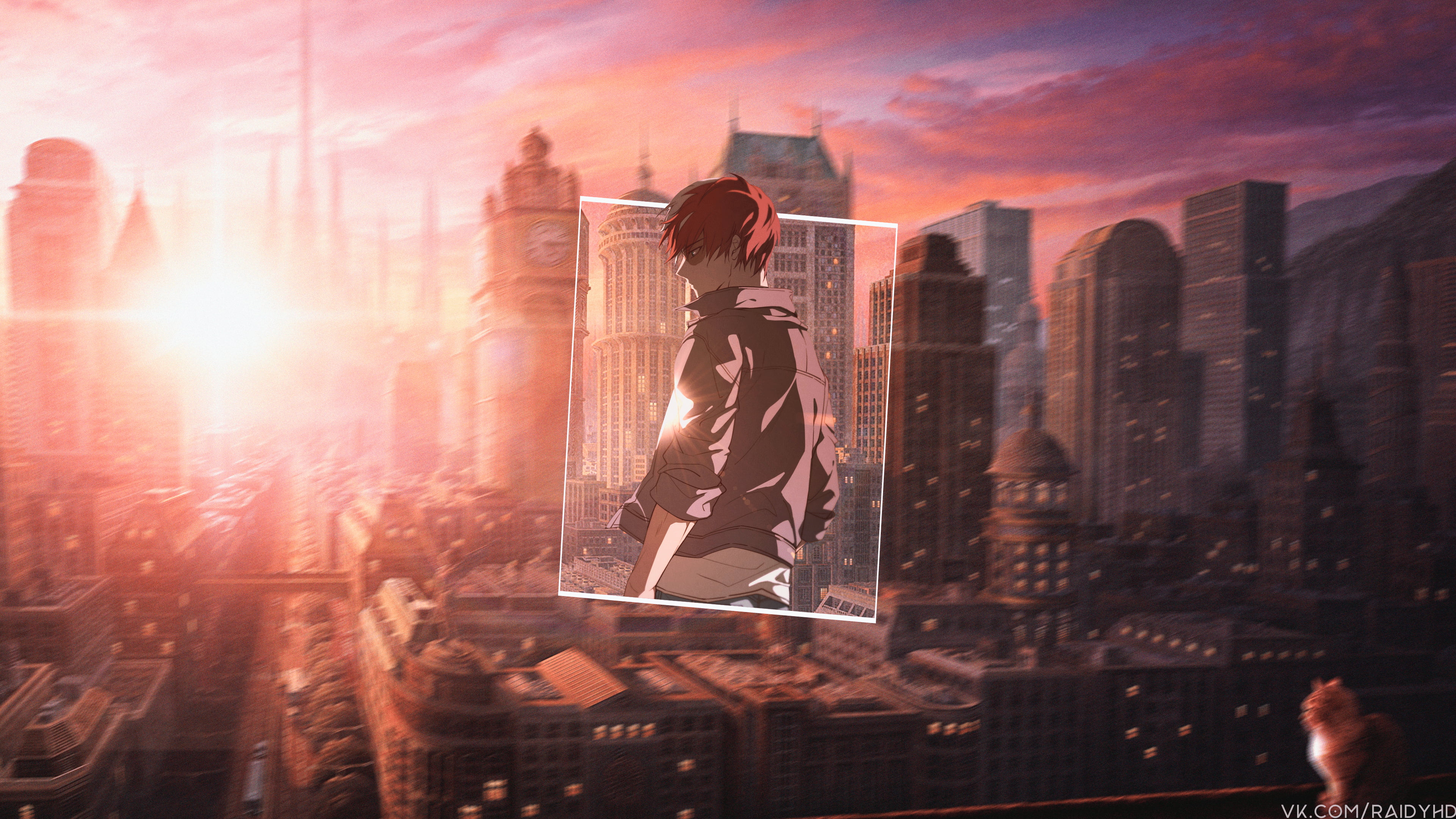 4K, Todoroki Shōto, picture-in-picture, sunset, anime boys, Boku no Hero Academia, anime, HD Wallpaper