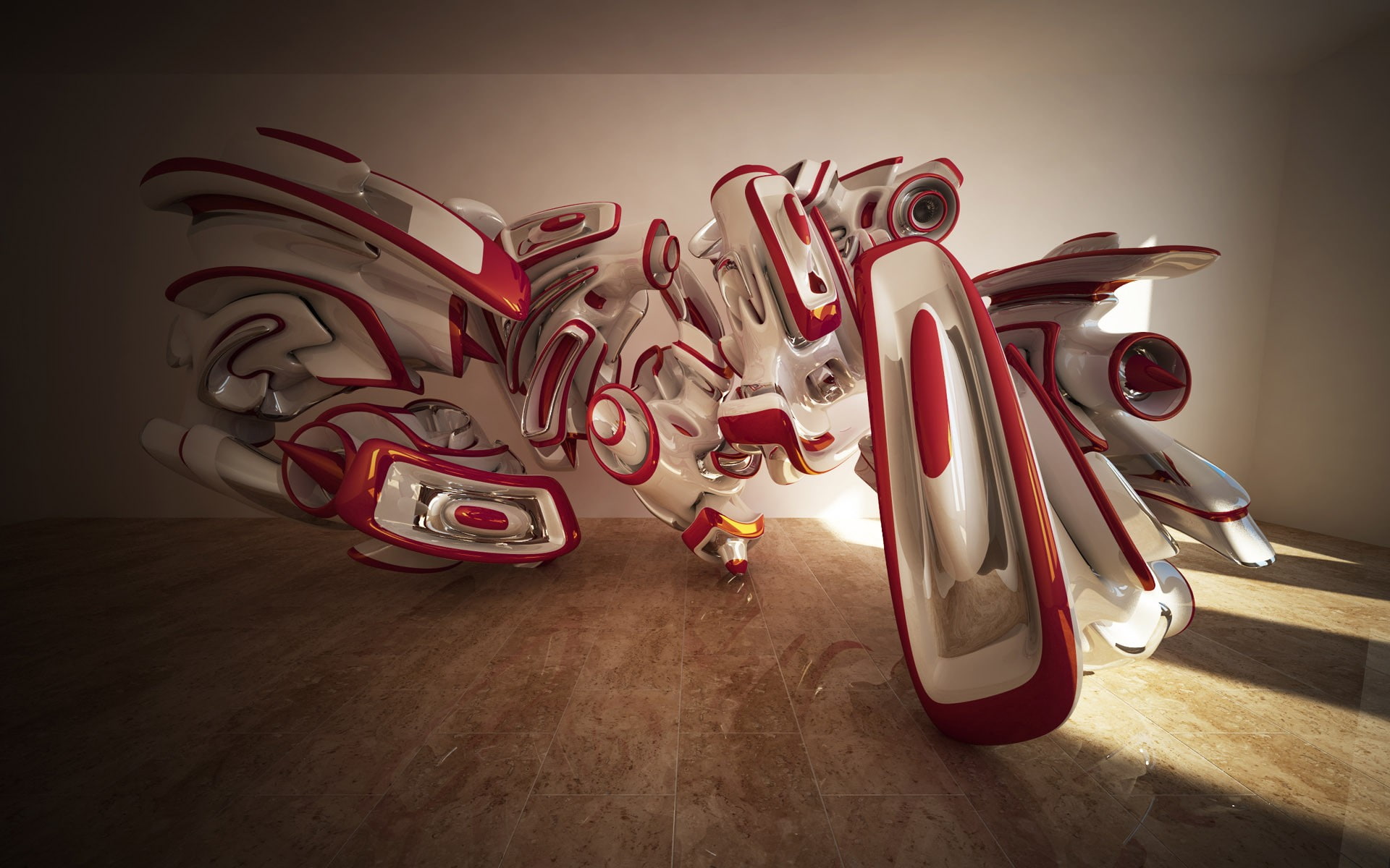 shapes, 1080P, render, CGI, digital art, HD Wallpaper