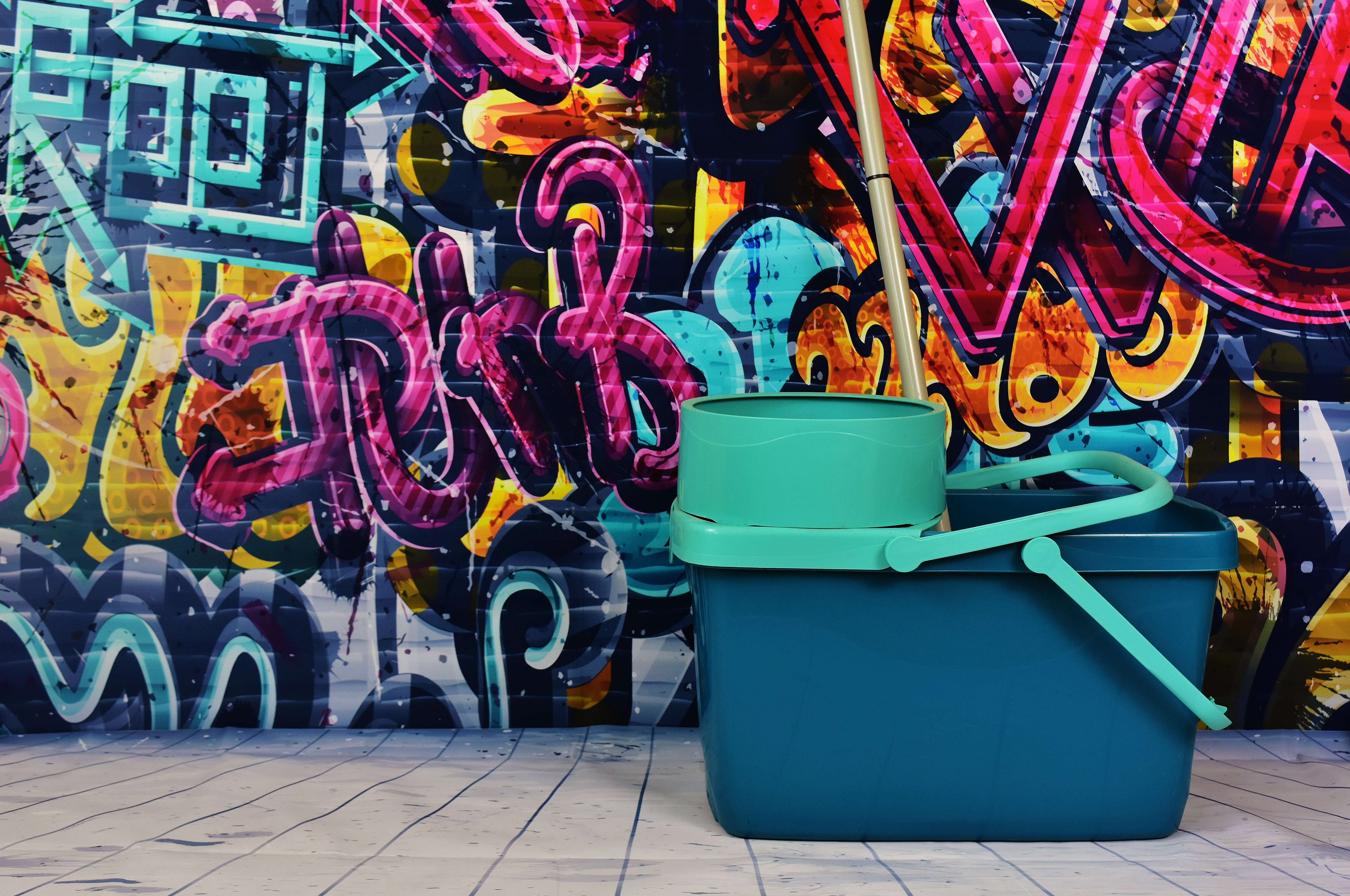 wall, architecture, arts culture and entertainment, wall - building feature, remove, cleaning, people, 5K, day, variation, representation, choice, putz bucket, HD Wallpaper
