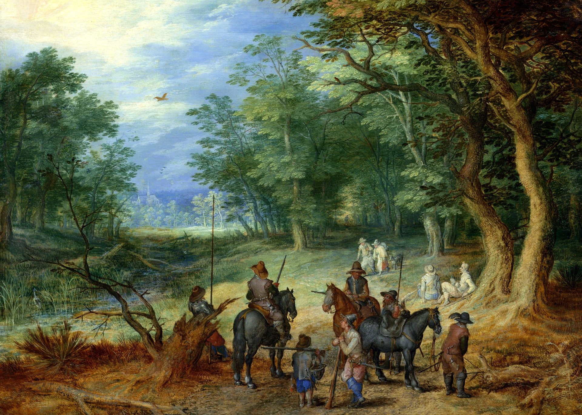 Guardian in the Woods, 1080P, Jan Brueghel the elder, picture, landscape, HD Wallpaper