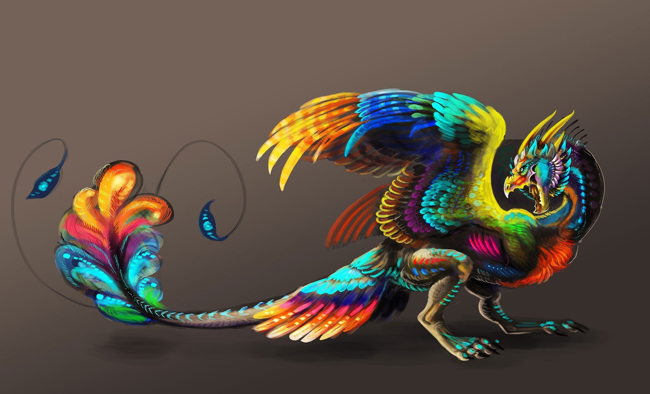 1080P, animal wildlife, elegance, abstract, mythology, animals in the wild, fiction, background, paint, cultures, art, no people, computer Graphic, parrot, HD Wallpaper