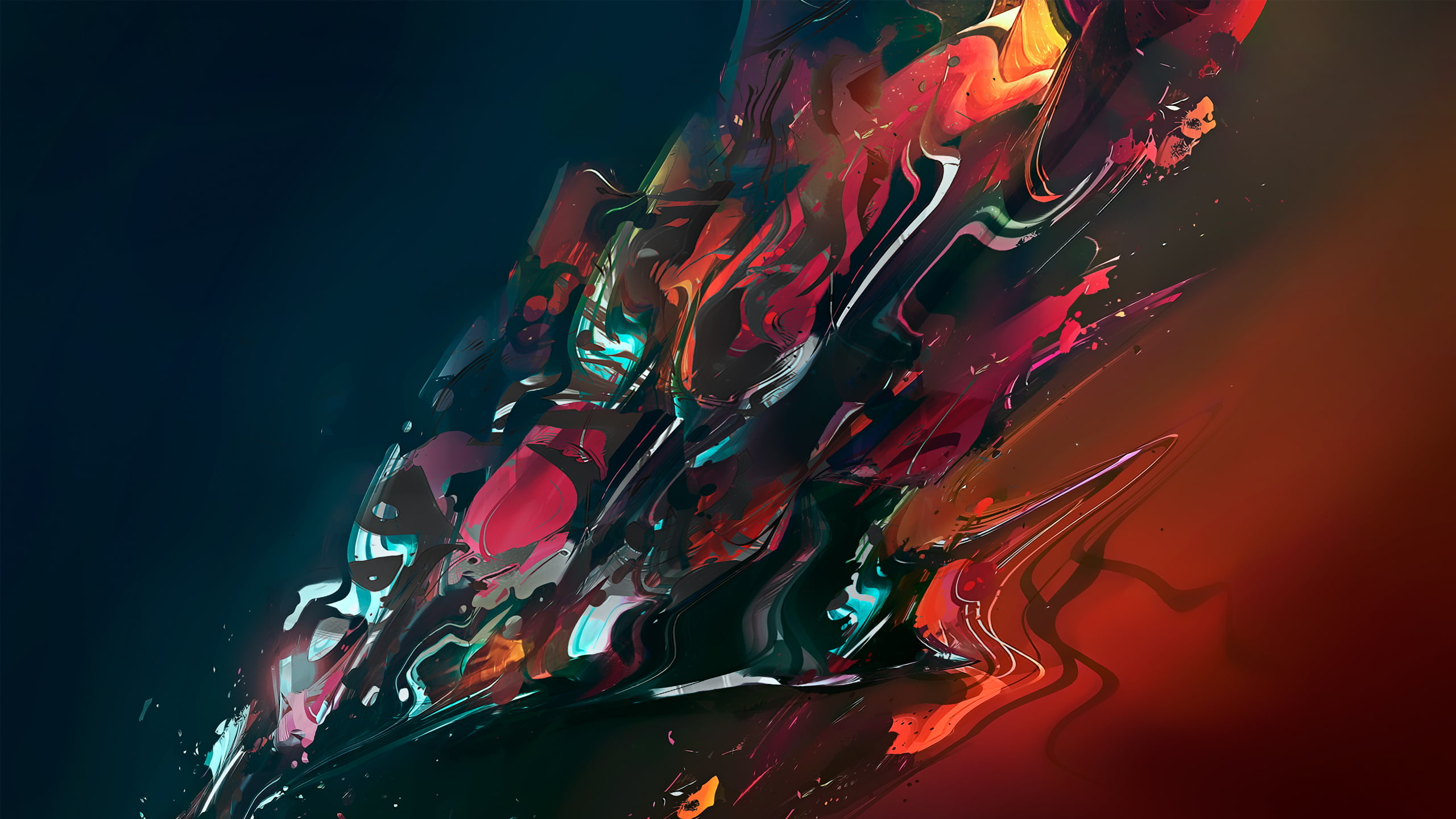 colorful, 2K, digital art, render, abstract, shapes, HD Wallpaper