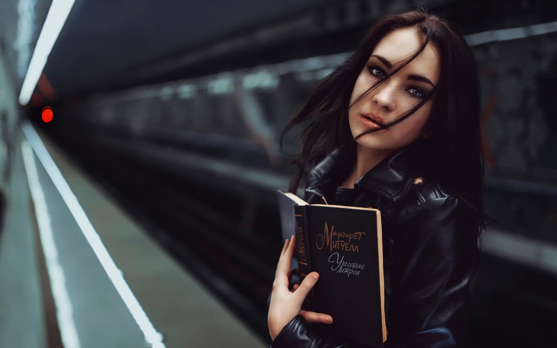 young adult, adolescence, long hair, transportation, cute girl picture 1920x1200, portrait, young women, rail transportation, women, holding, hairstyle, HD Wallpaper