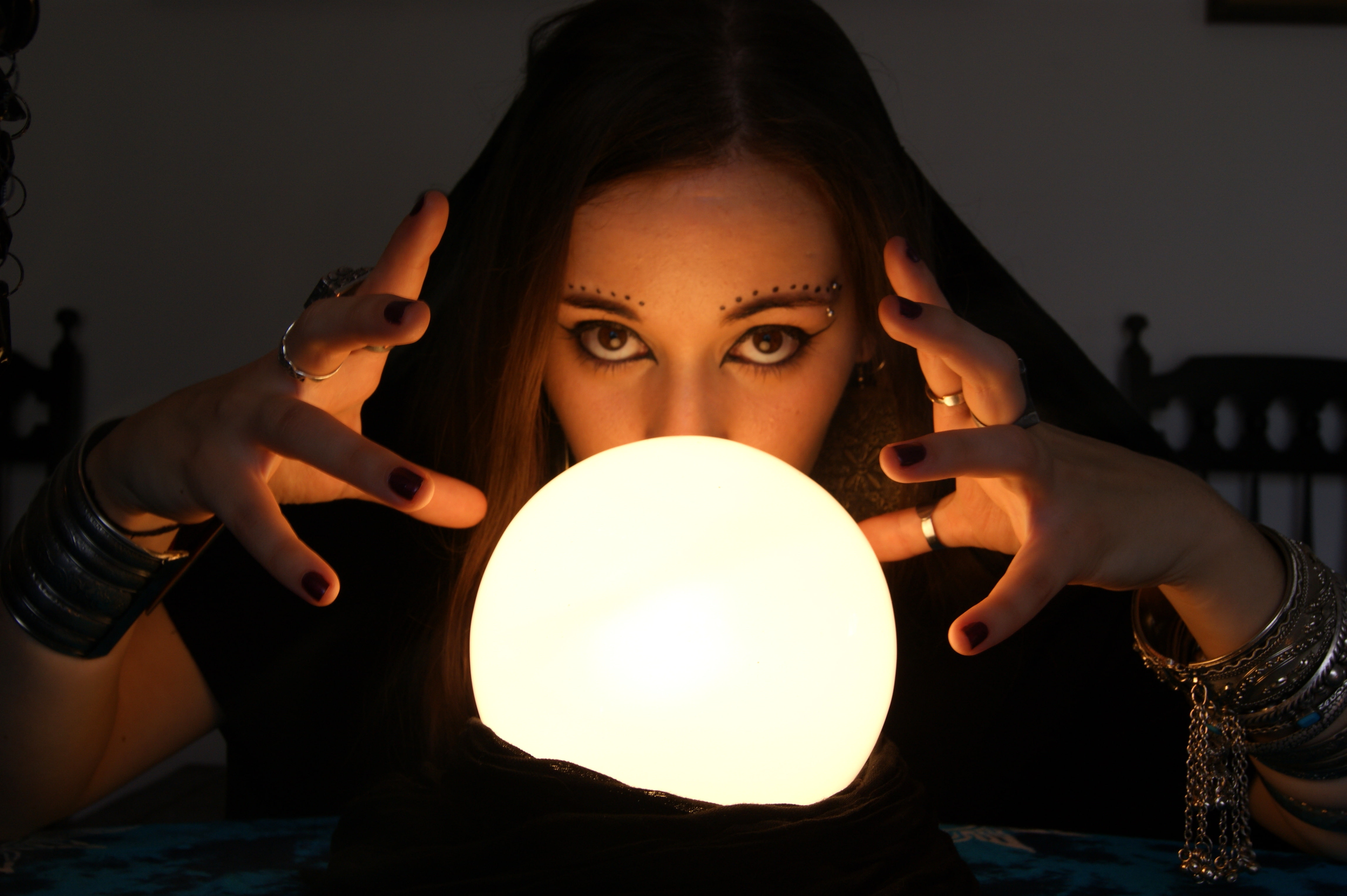 fantasy, females, occult, fortune, crystal, women, witch, 4K, face, Teller, ball, HD Wallpaper