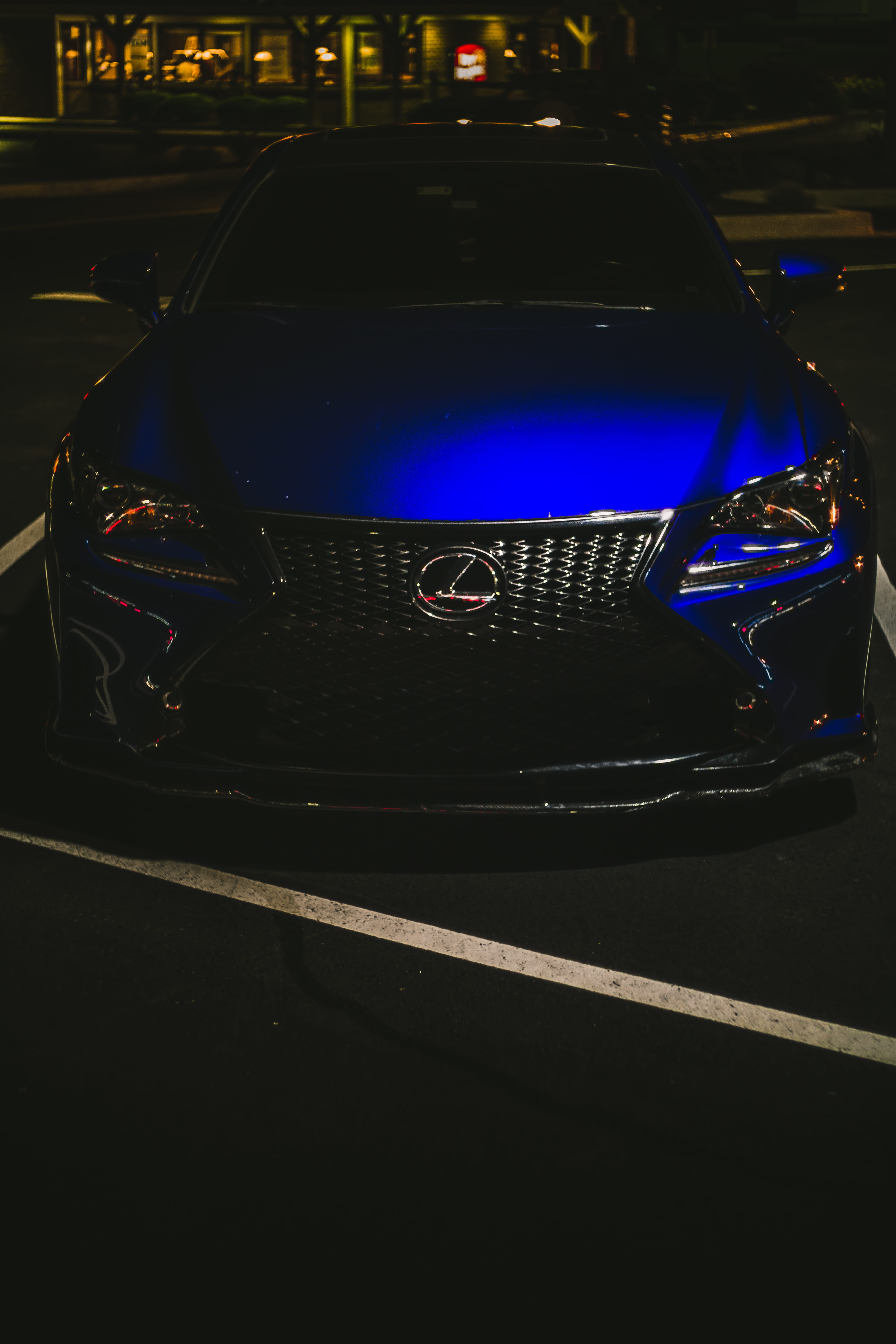 iphone, car, road, wheel, 2018, 5K, images, automotive, blue, night, mode of transportation, canon, beauty, street, parking garage, architecture, dark, Phone HD Wallpaper