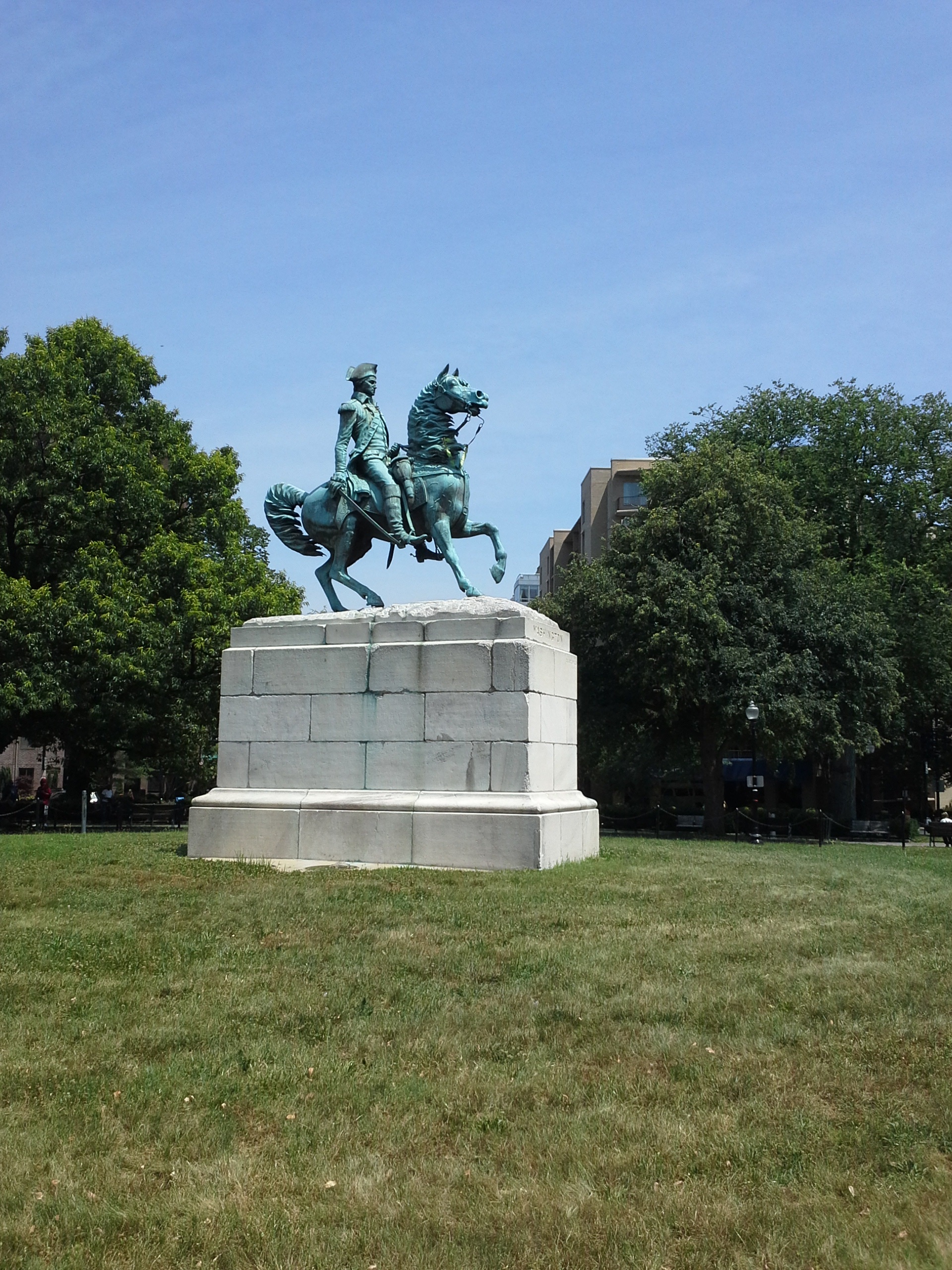 horse, plant, male likeness, tribute, representation, nature, dc, history, tourism, sky, general, american history, sculpture, general washington, park, Phone HD Wallpaper