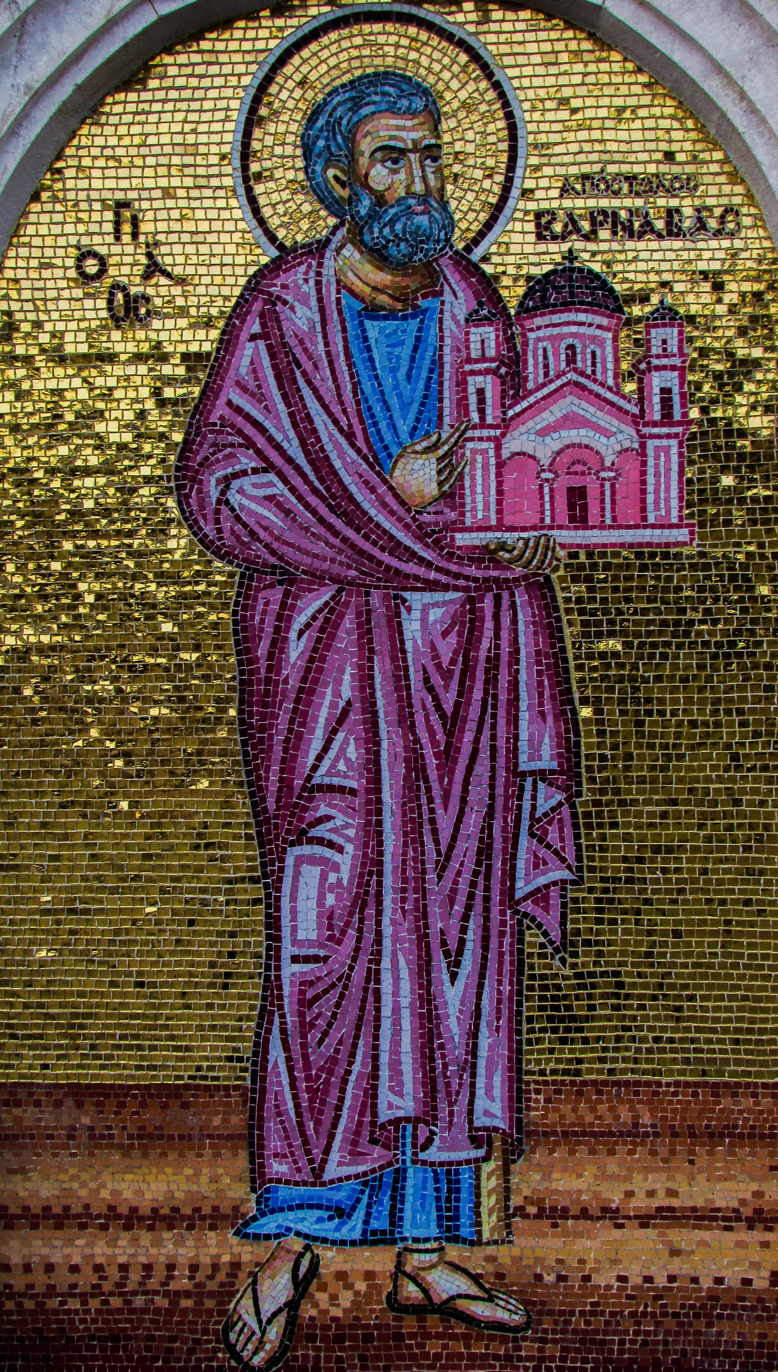 art and craft, spirituality, building, founder, cyprus, craft, mural, building exterior, mosaic, apostle varnavas, no people, representation, male likeness, Phone HD Wallpaper